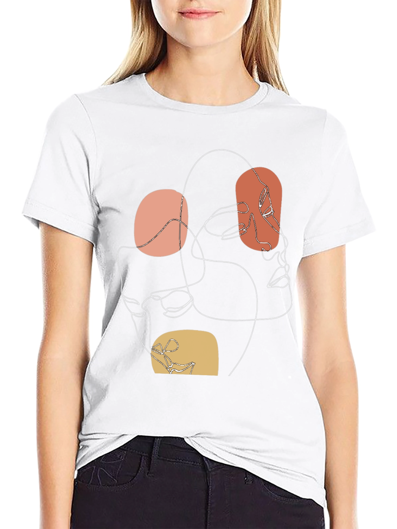 Black Abstract Line Art Graphic Tee - Modern Minimalist Design view 9