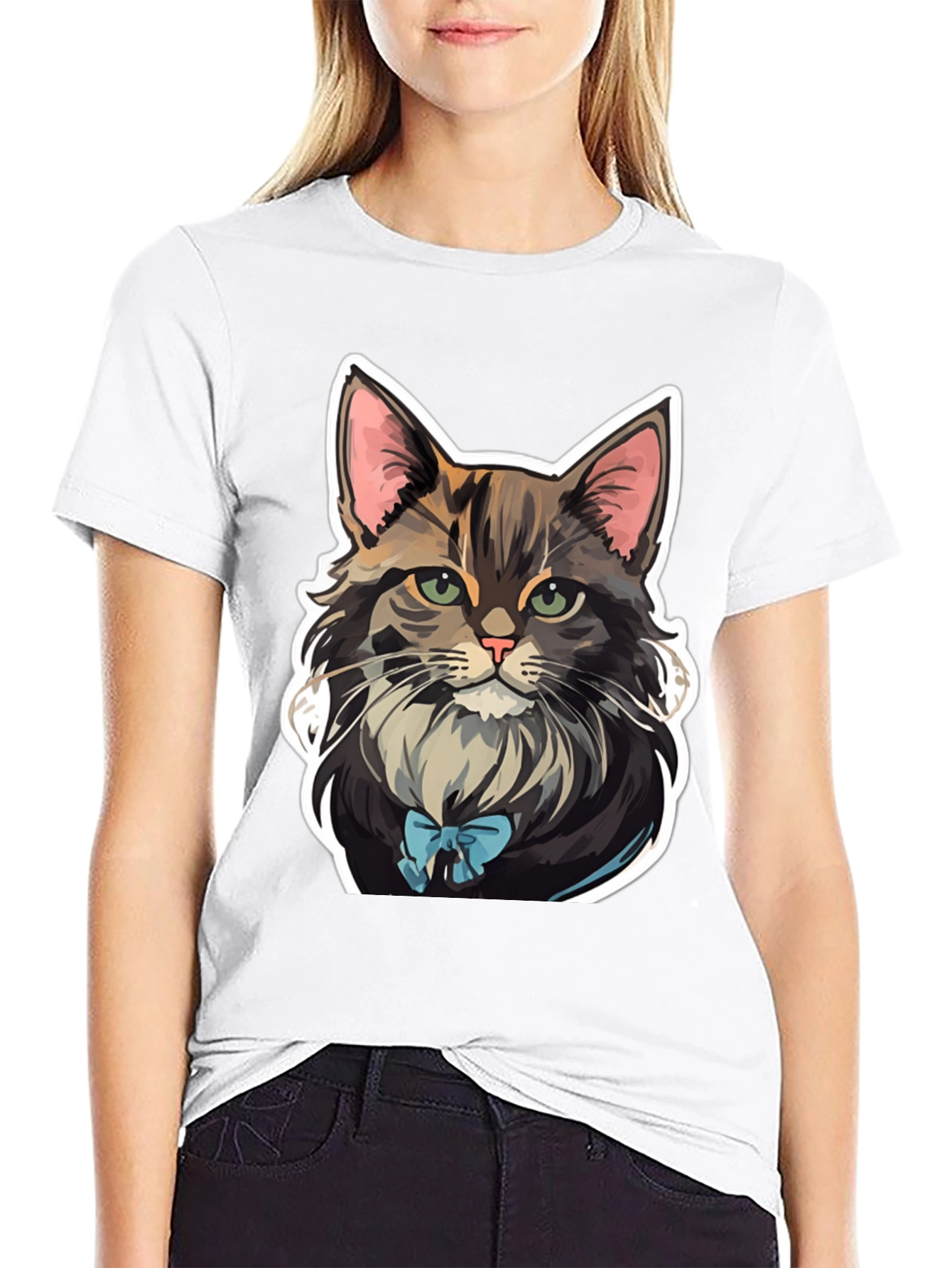 Black Cat with Bow Tie Graphic Tee view 9