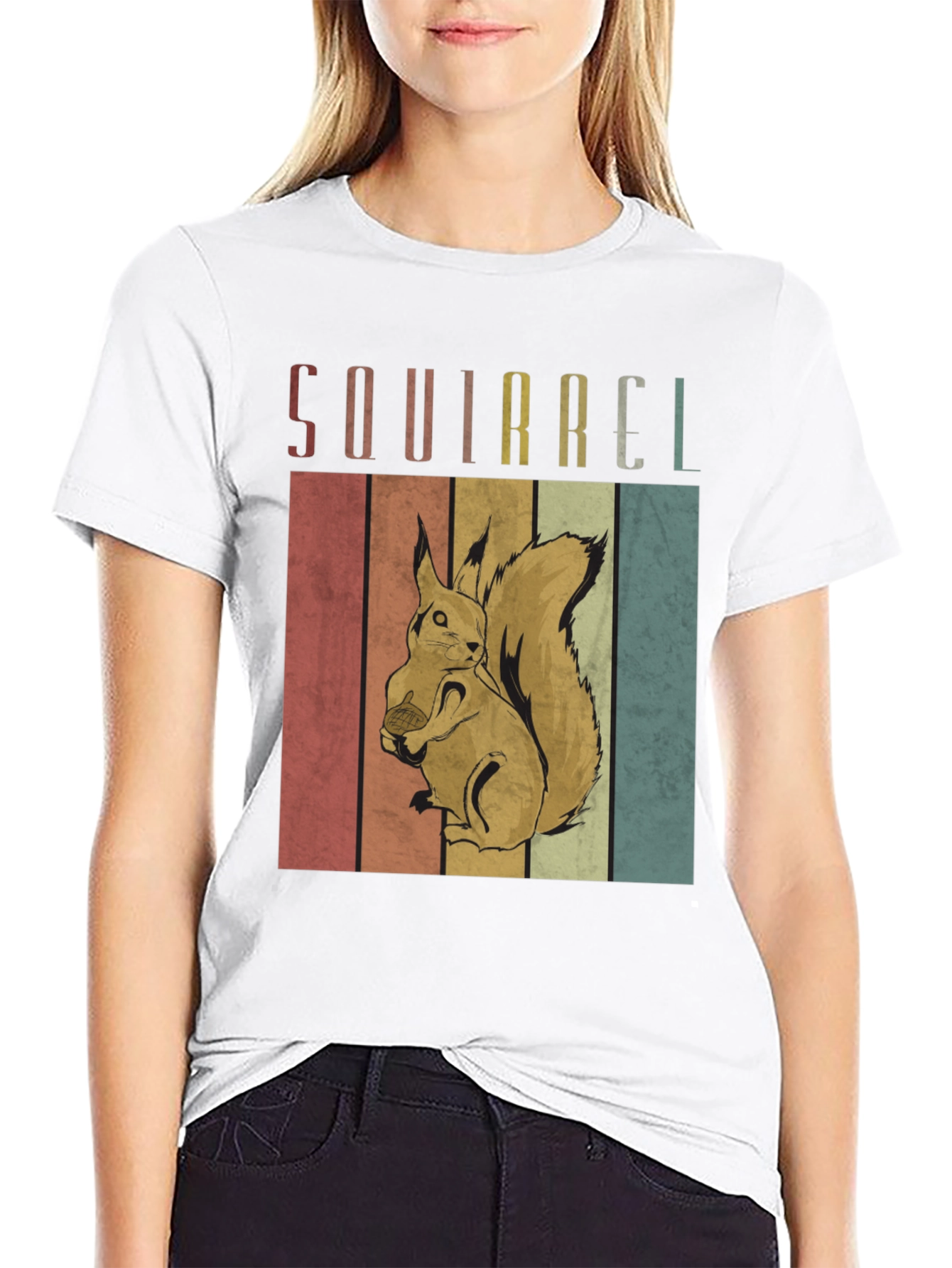 Black Retro Squirrel T-Shirt - Unique Vintage Animal Tee view 9