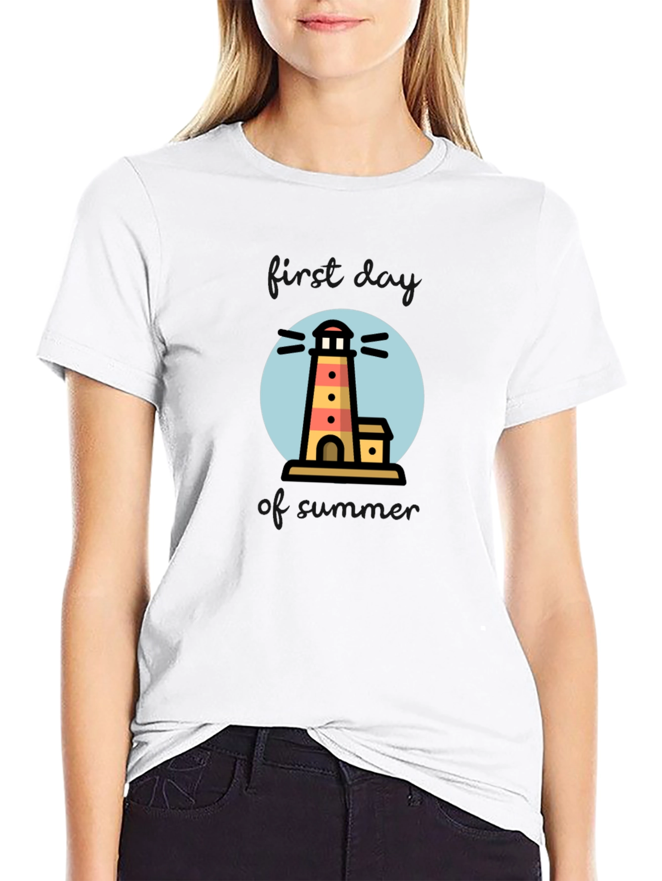 Black Lighthouse Graphic Print Black T-Shirt view 9