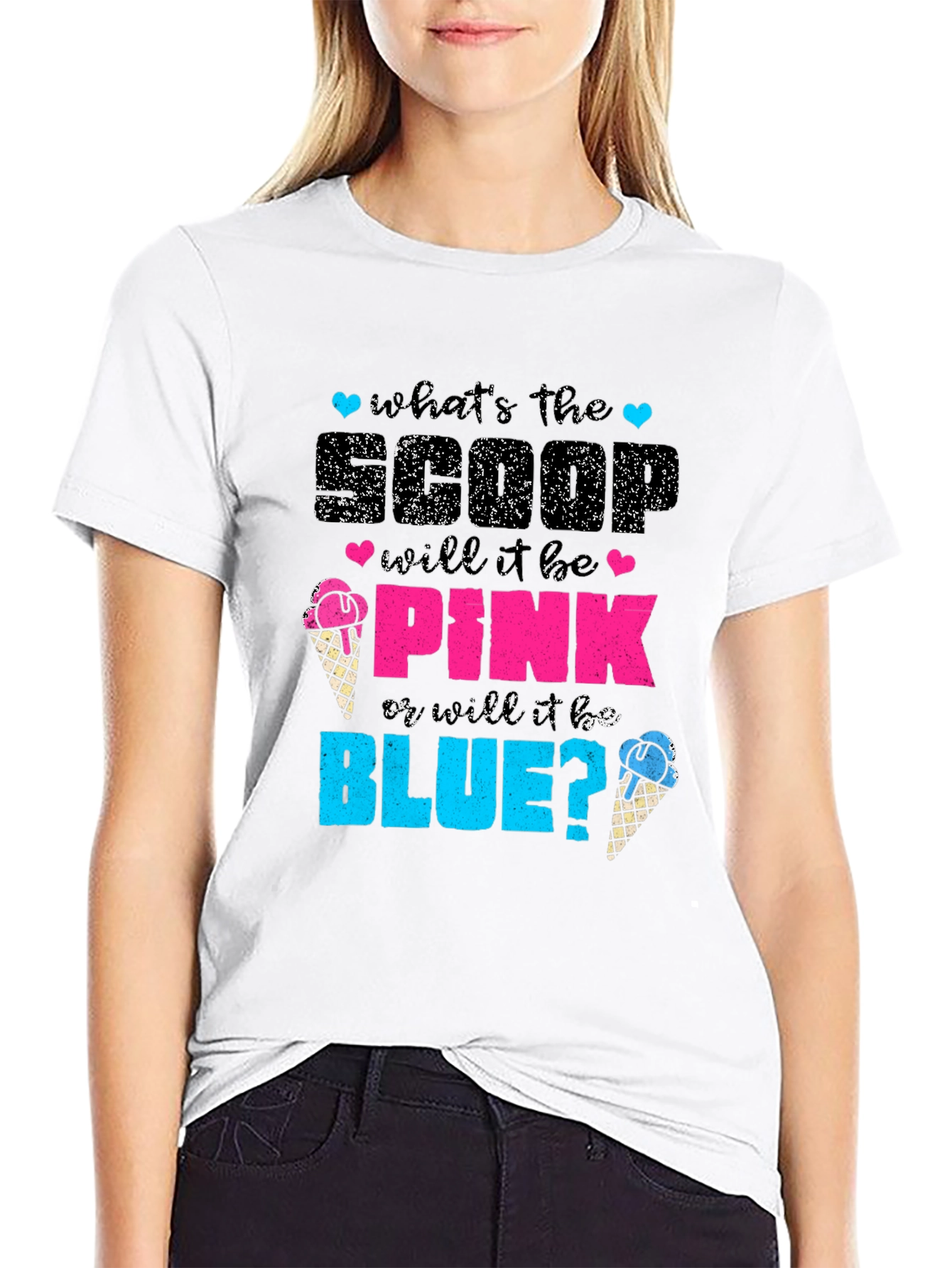 Gender Reveal T-Shirt: Pink or Blue Ice Cream Scoop - 9
