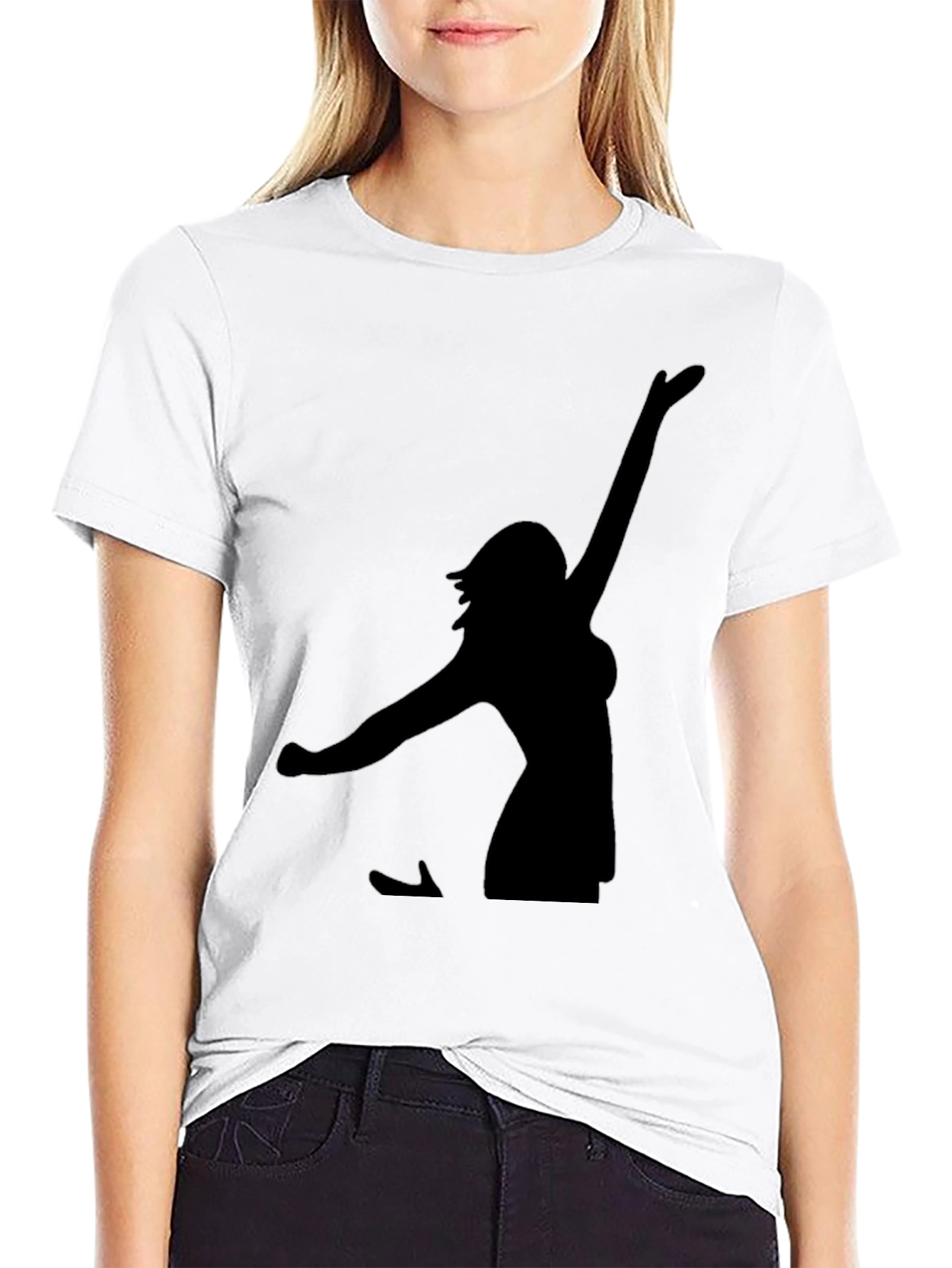 Black Silhouette Graphic Tee - Black Cotton Blend view 9