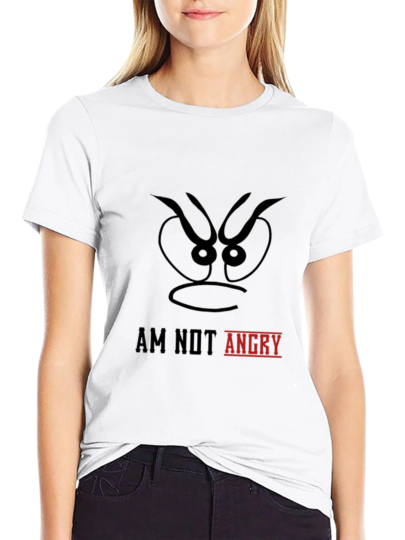 Black Am Not Angry Graphic Tee - Mens Black Cotton T-Shirt view 9