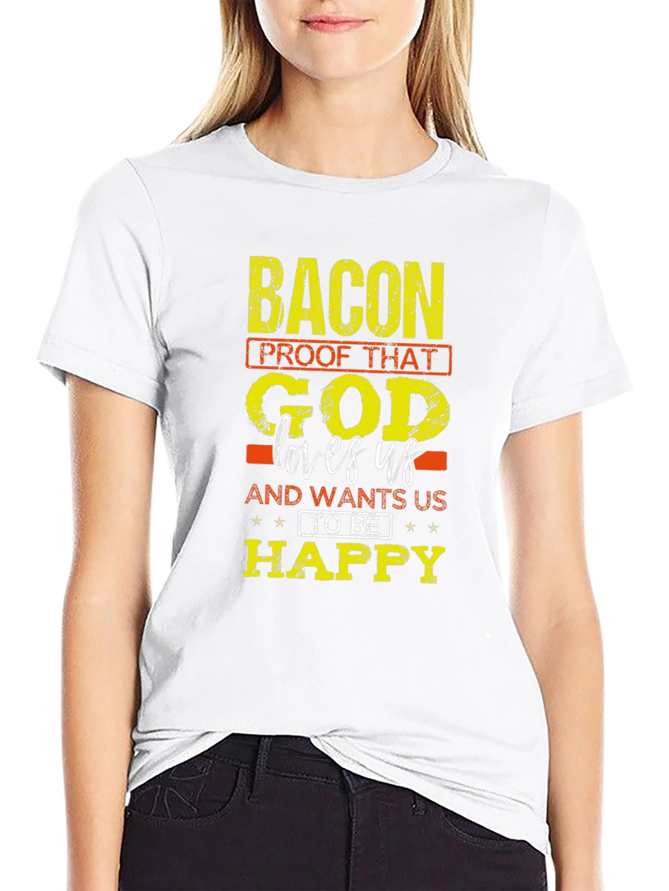 Black Bacon Lovers T-Shirt: God Wants Us Happy view 9