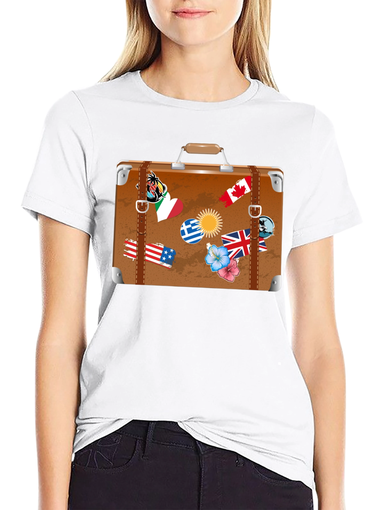 Black Travel Suitcase Graphic T-Shirt - Black view 9
