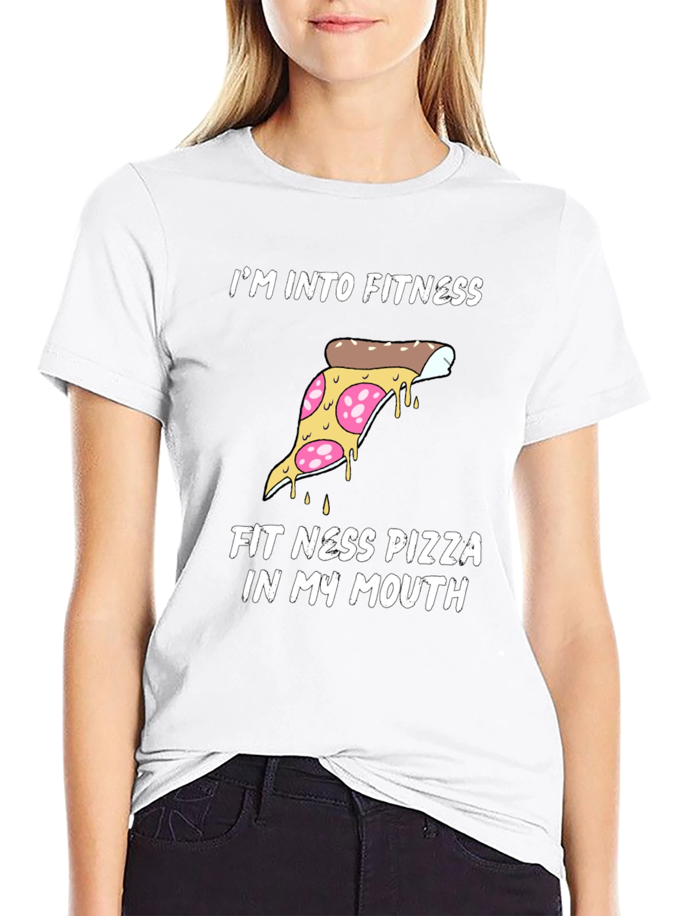 Black Fitness Pizza Graphic Tee - Funny Workout Shirt view 9