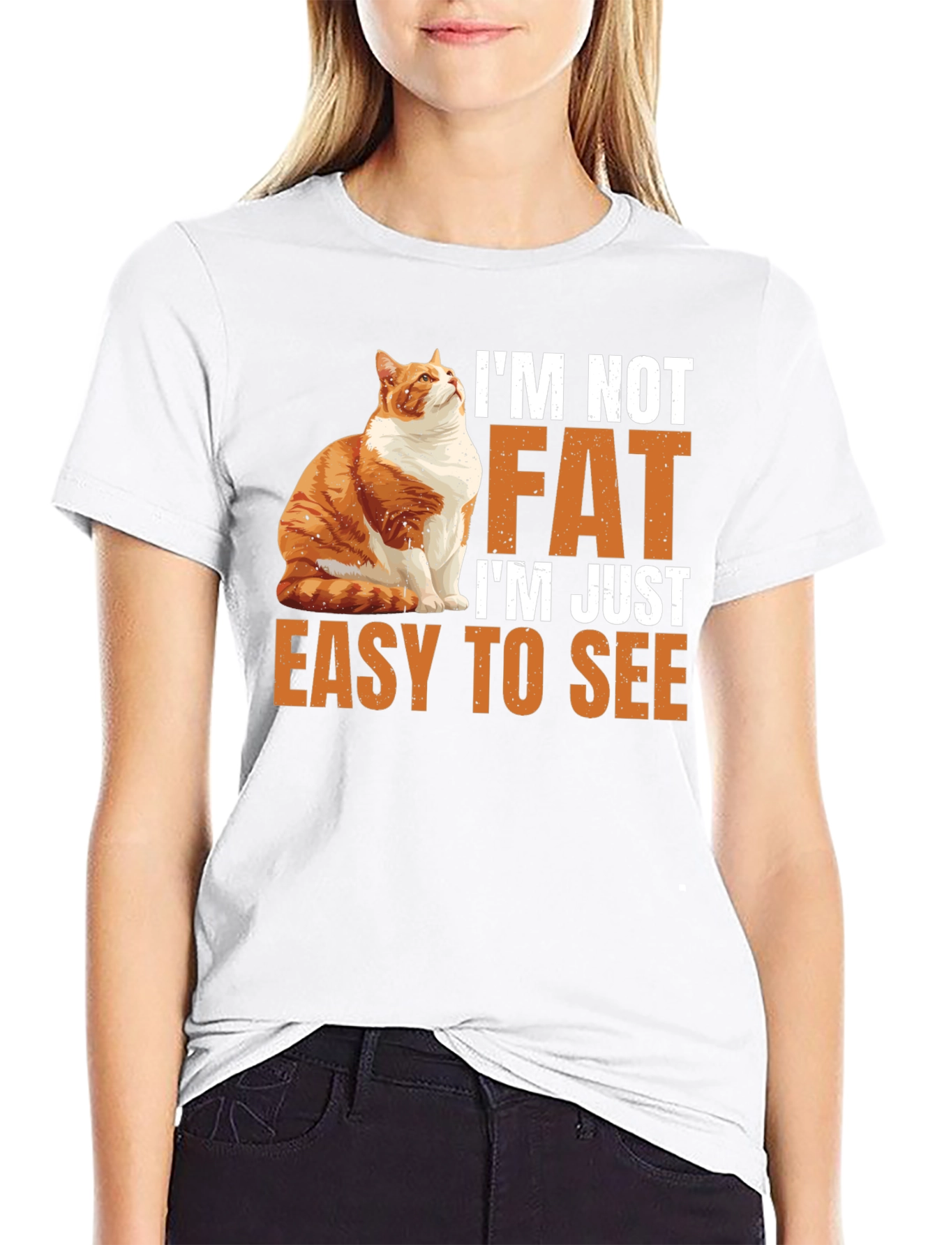 Black I'm Not Fat T-Shirt - Easy to See Funny Cat Tee view 9