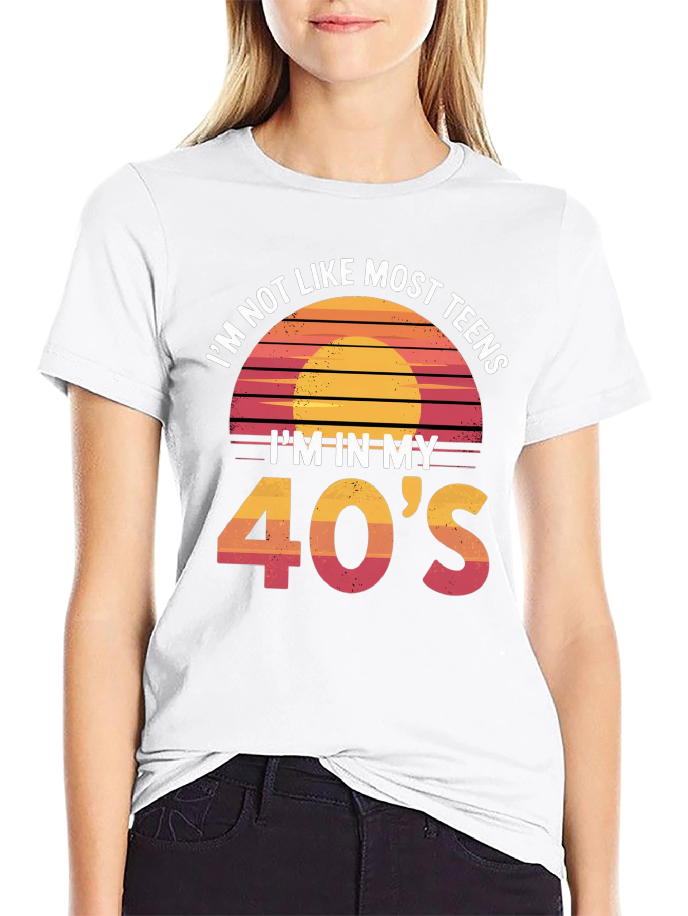 Black Funny 40's Retro Sunset T-Shirt view 9