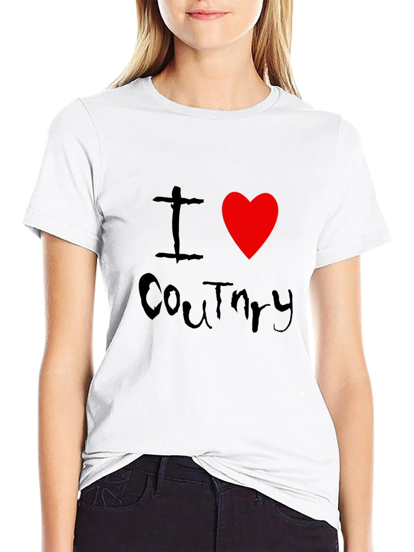 Black I Heart Country Black T-Shirt Graphic Tee view 9