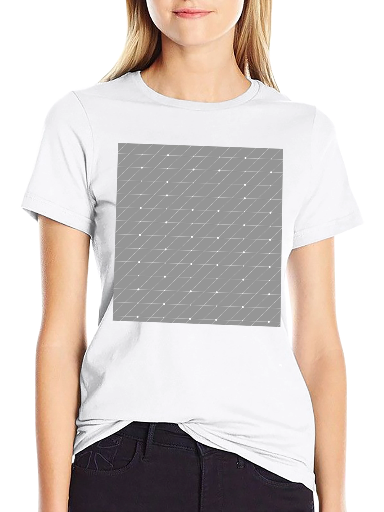 Black Modern Geometric Pattern Black T-Shirt view 9