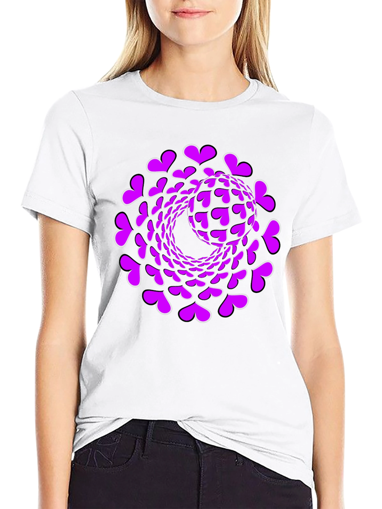 Black Heart Swirl Graphic Black T-Shirt view 9