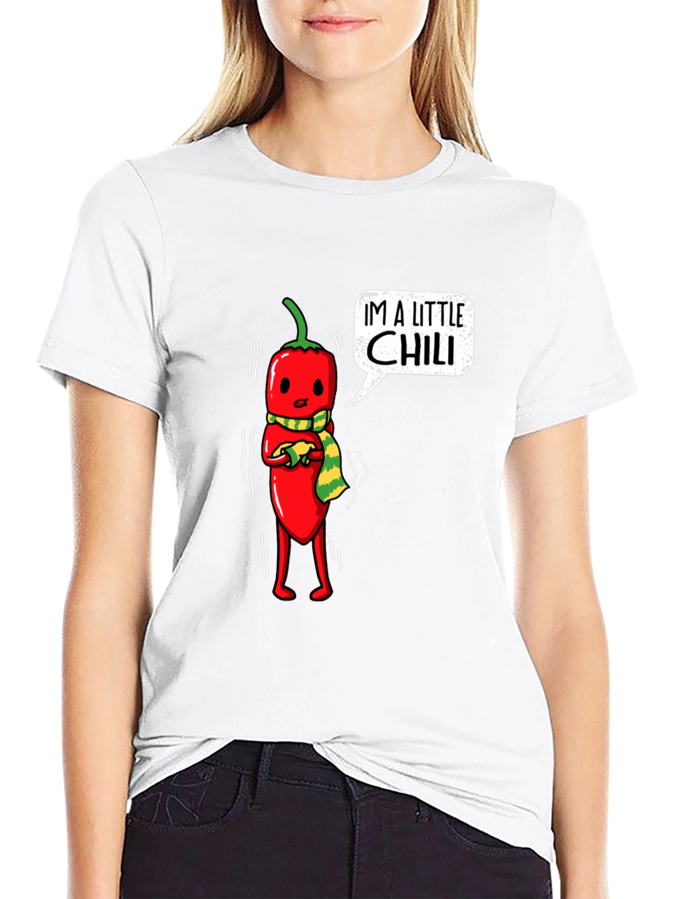 Black "I'm a Little Chili" Graphic Tee view 9