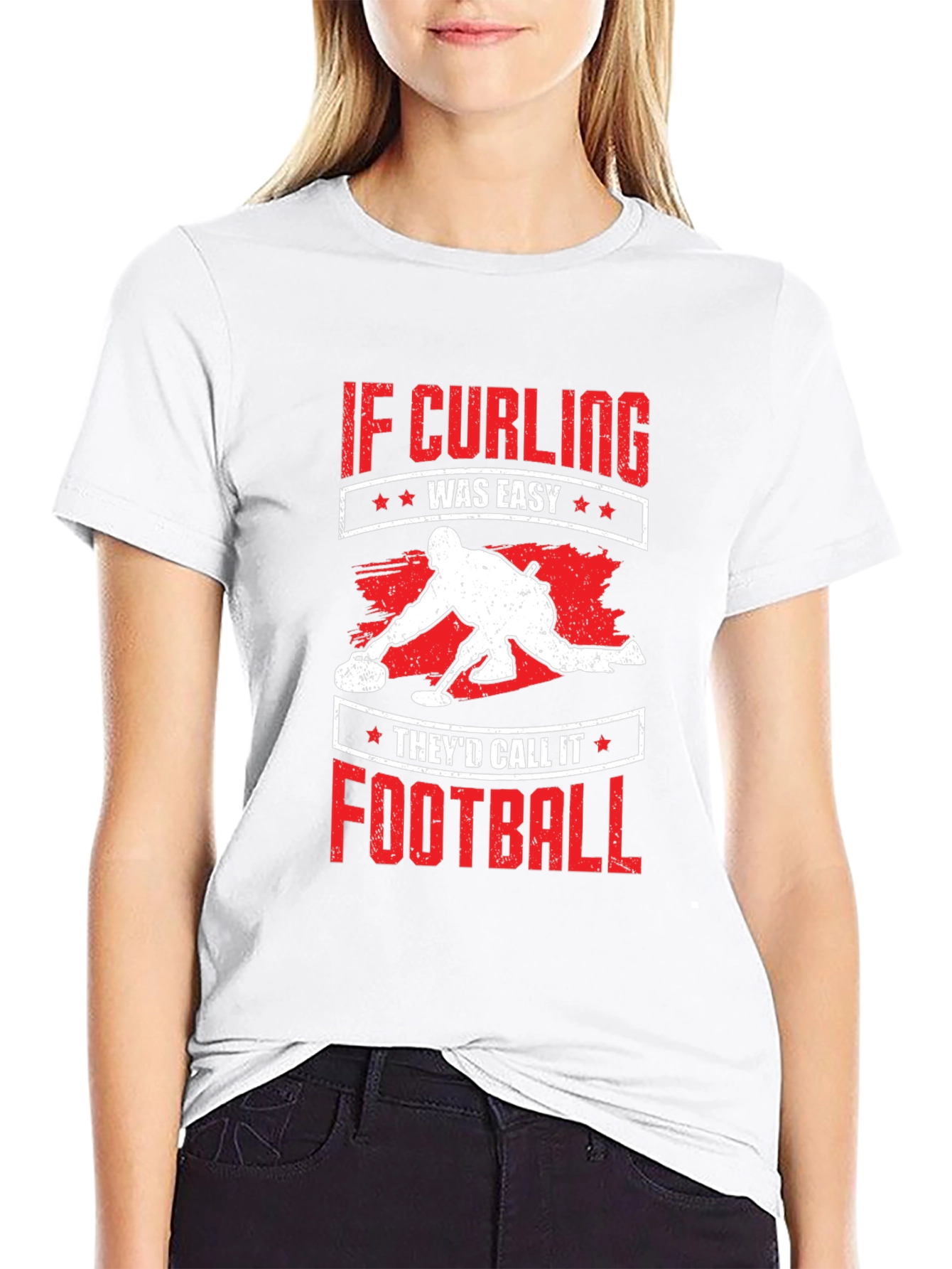 Black Curling T-Shirt - If Curling Was Easy Football view 9