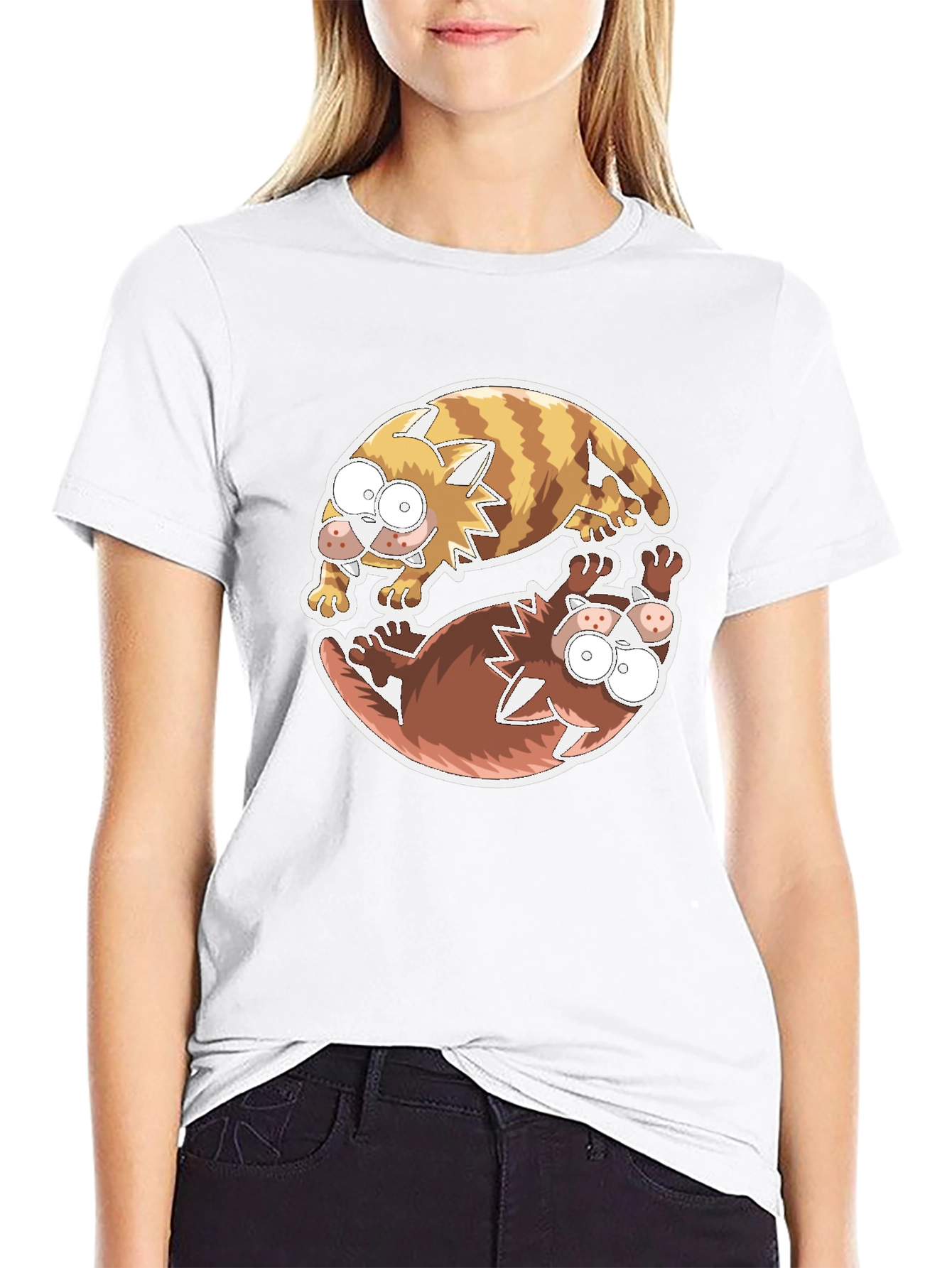 Black Yin Yang Cats Graphic Tee - Relaxed Fit view 9