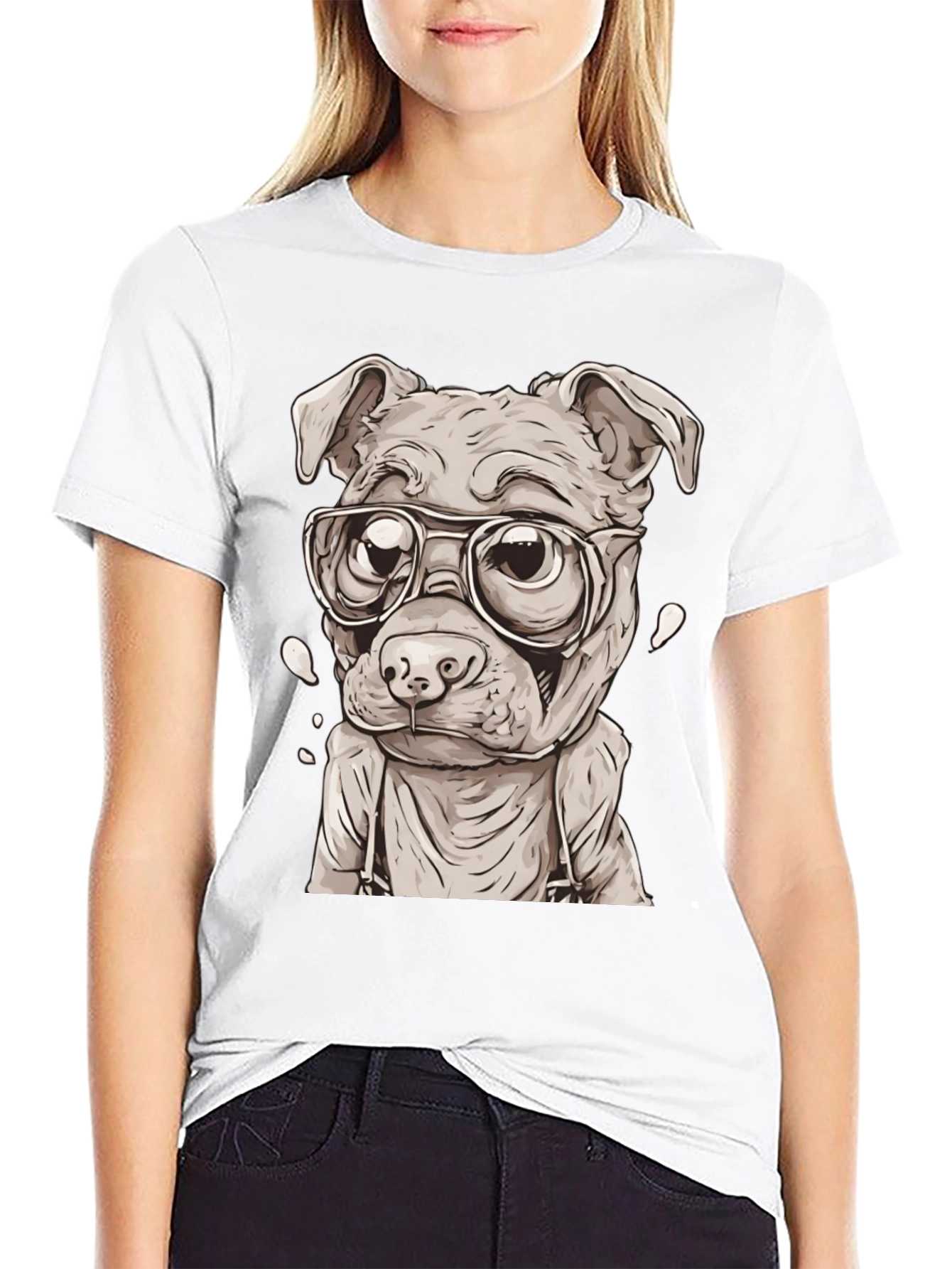 Black Hipster Dog T-Shirt - Cute Animal Graphic Tee view 9