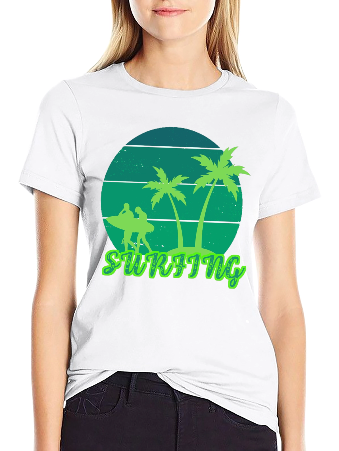 Black Surfing Vibes T-Shirt - Palm Tree Graphic Tee view 9