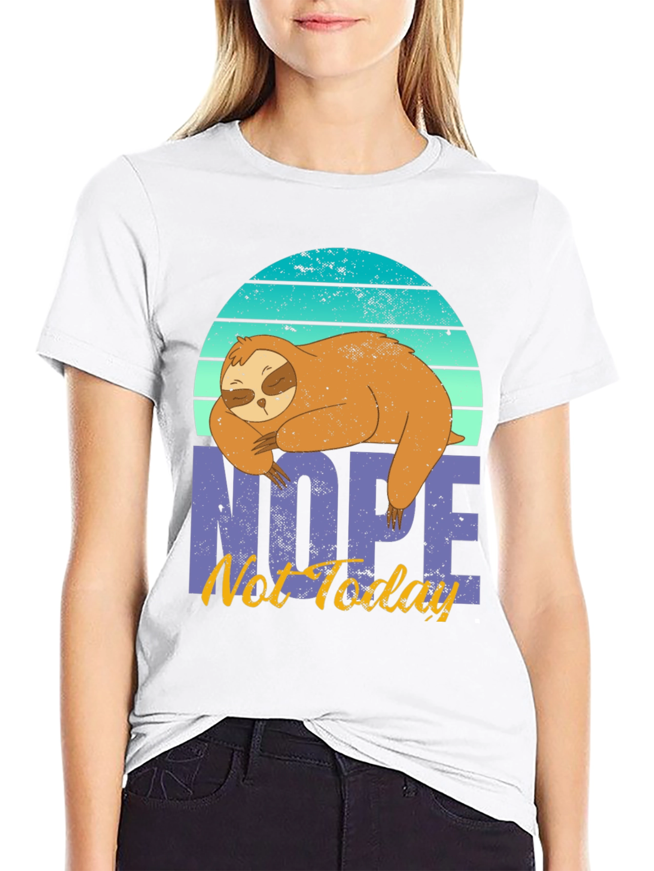 Black Nope, Not Today Sloth Graphic T-Shirt view 9