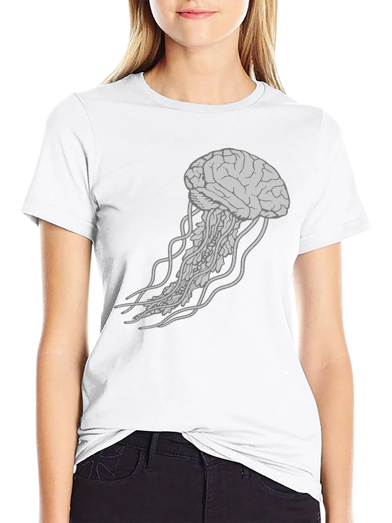 Black Brain Jellyfish Graphic T-Shirt view 9