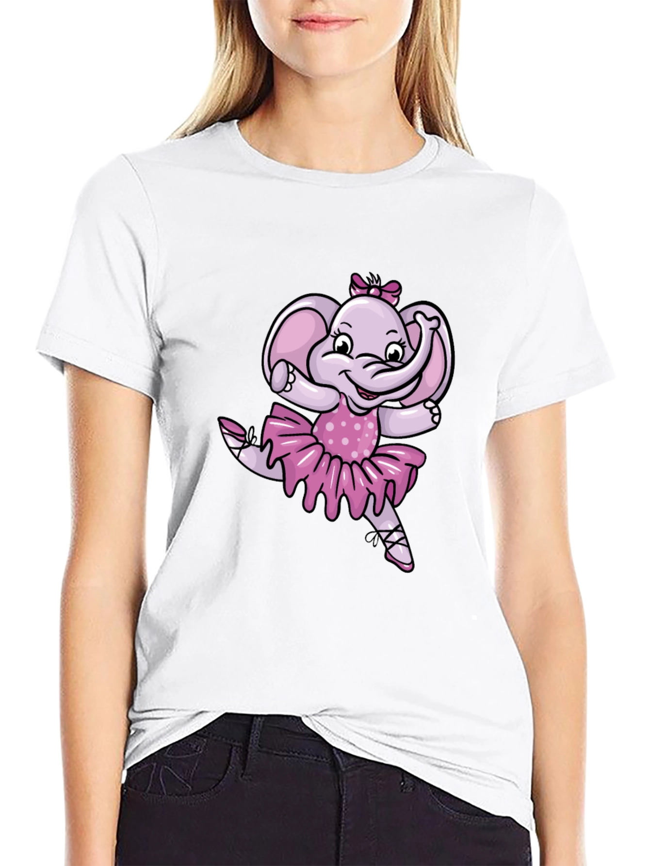 Black Ballerina Elephant Black T-Shirt view 9