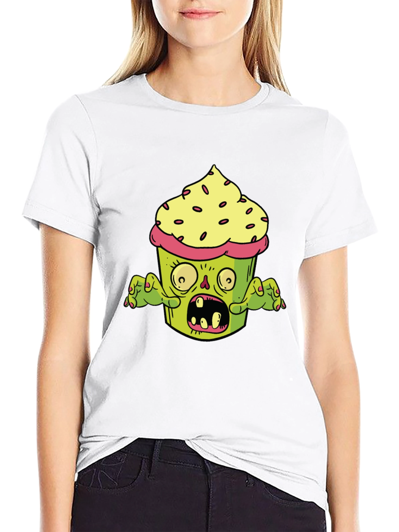 Black Zombie Cupcake T-Shirt - Graphic Novelty Tee view 9