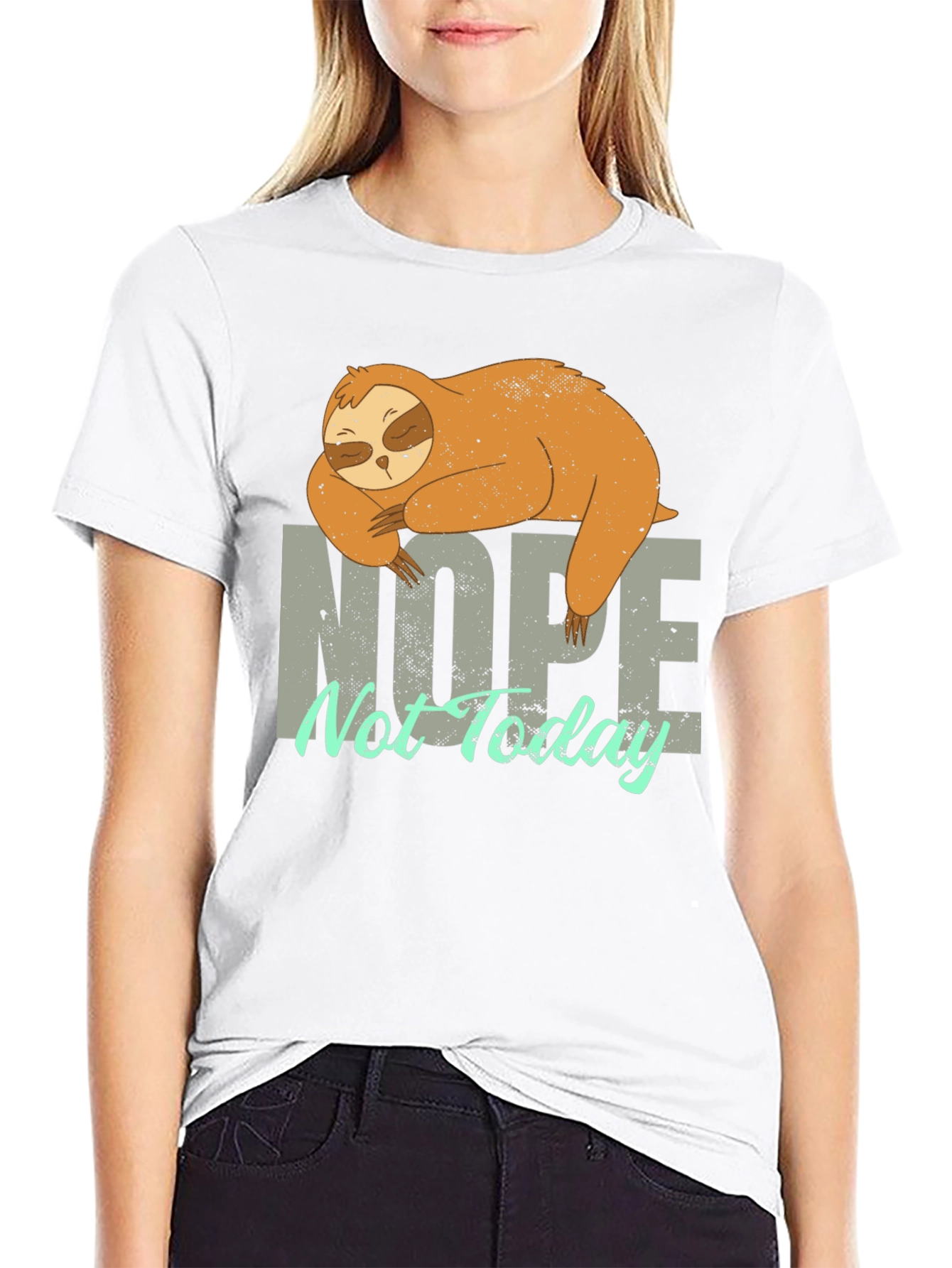 Black Nope Not Today Sloth Graphic T-Shirt - Lazy Day Apparel view 9