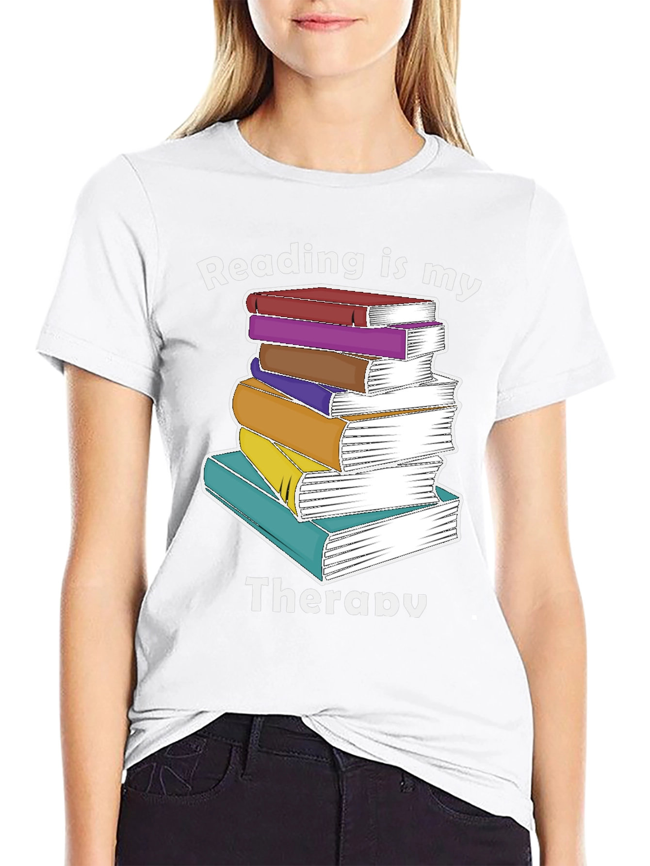 Black Reading Is My Therapy T-Shirt view 9