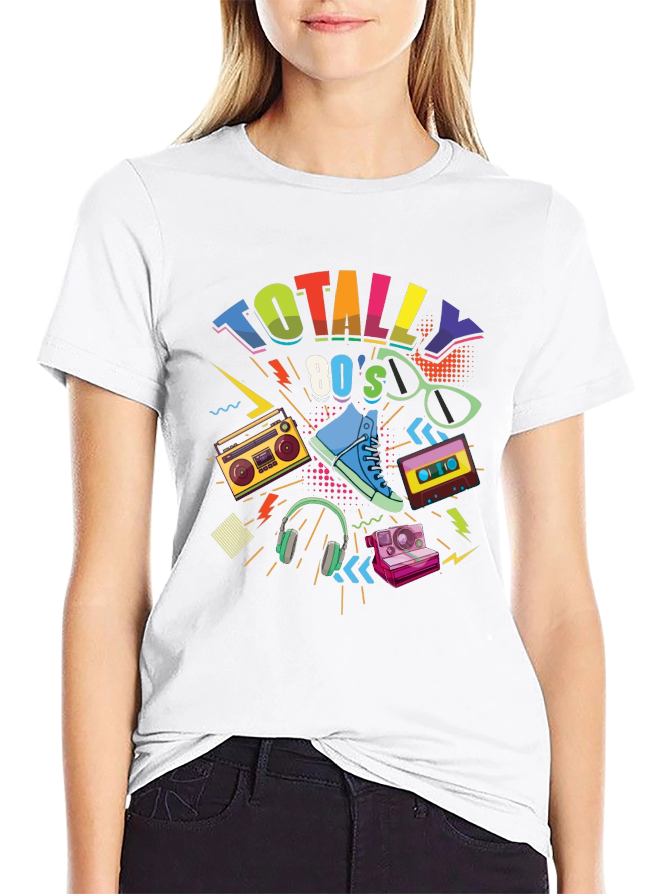 Black Totally 80's Graphic Tee - Retro Style T-Shirt view 9