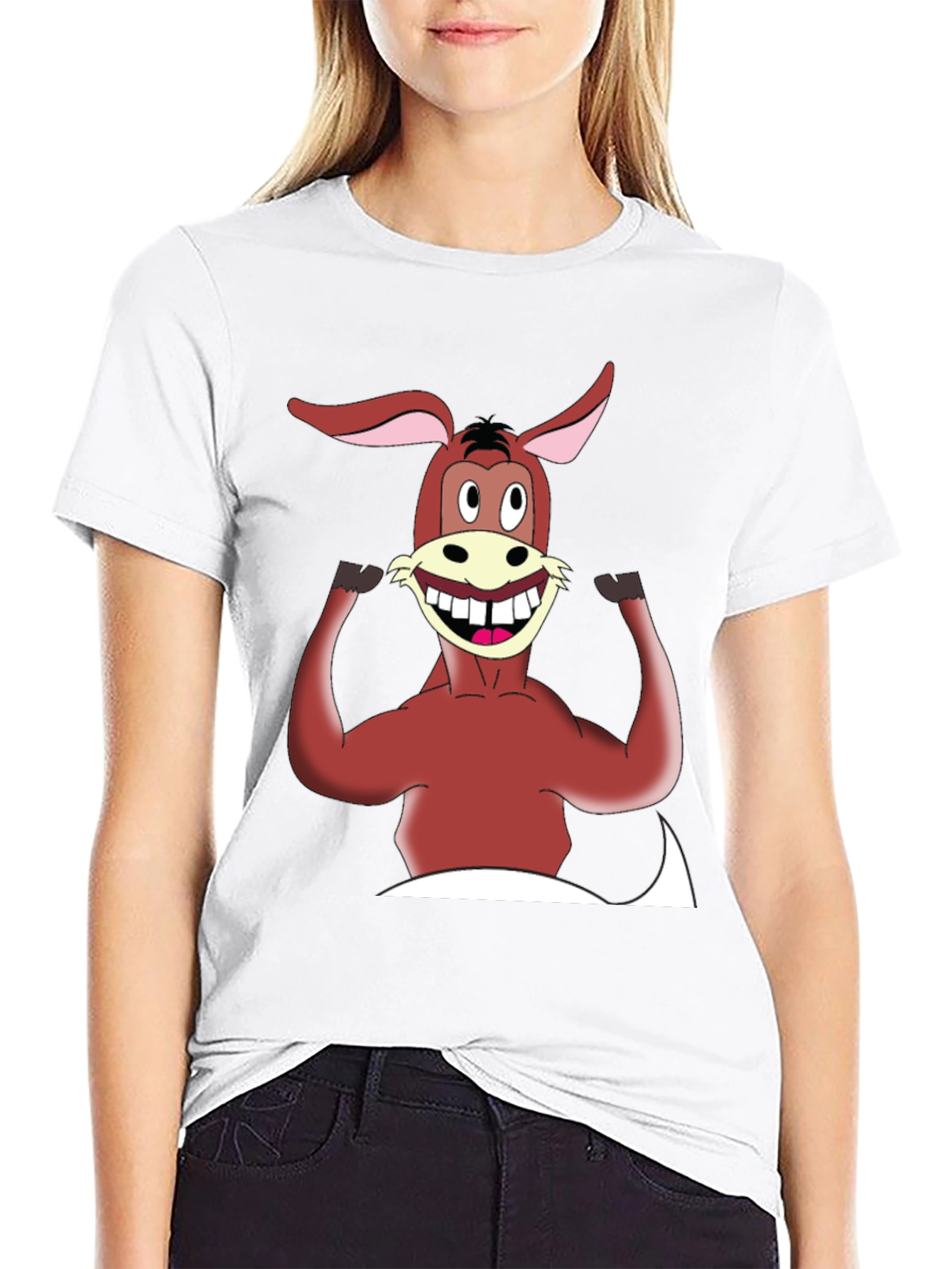 Black Cartoon Donkey Graphic Tee - Men's Black T-Shirt view 9