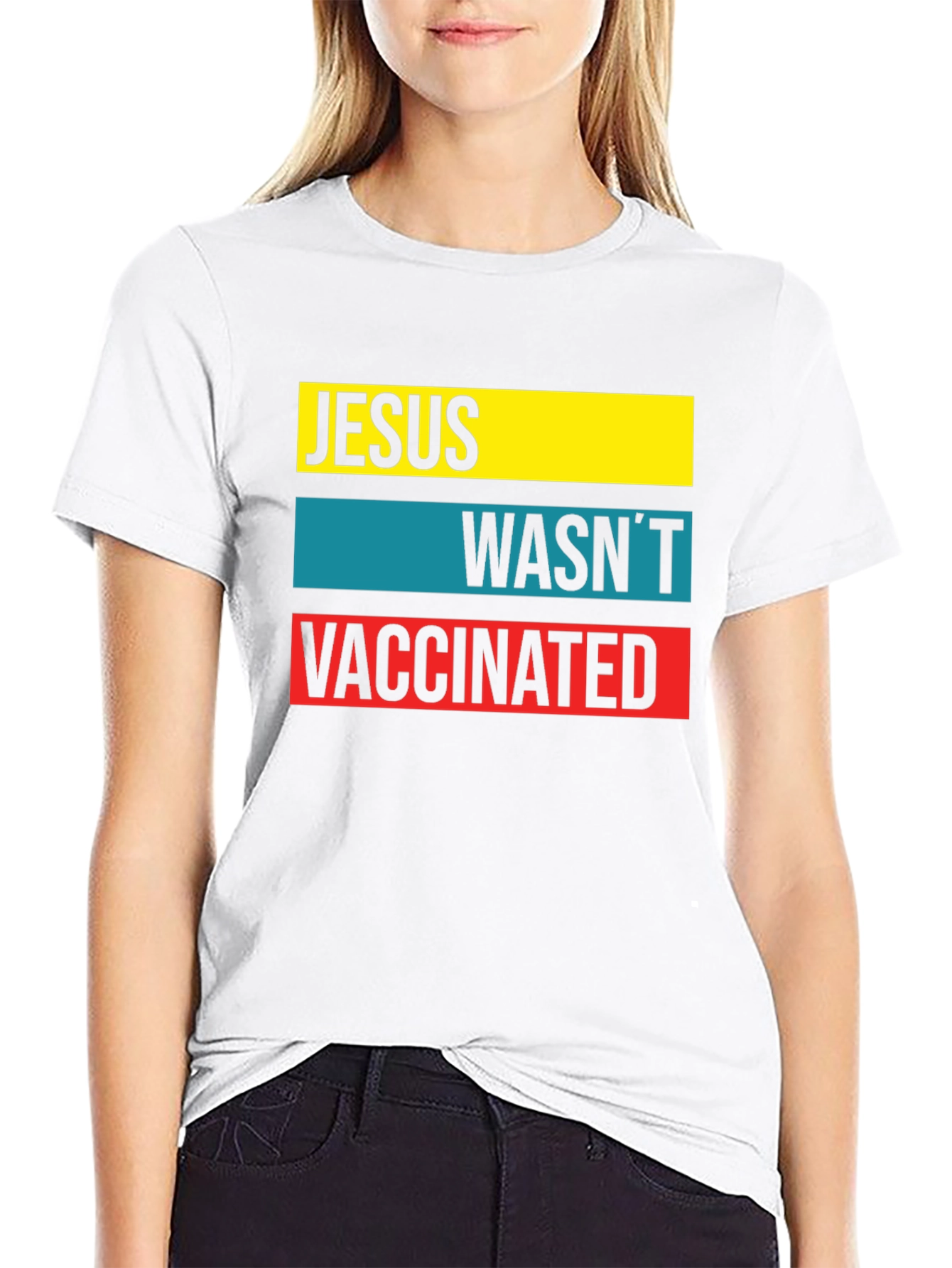 Black Jesus Wasn't Vaccinated Graphic T-Shirt view 9