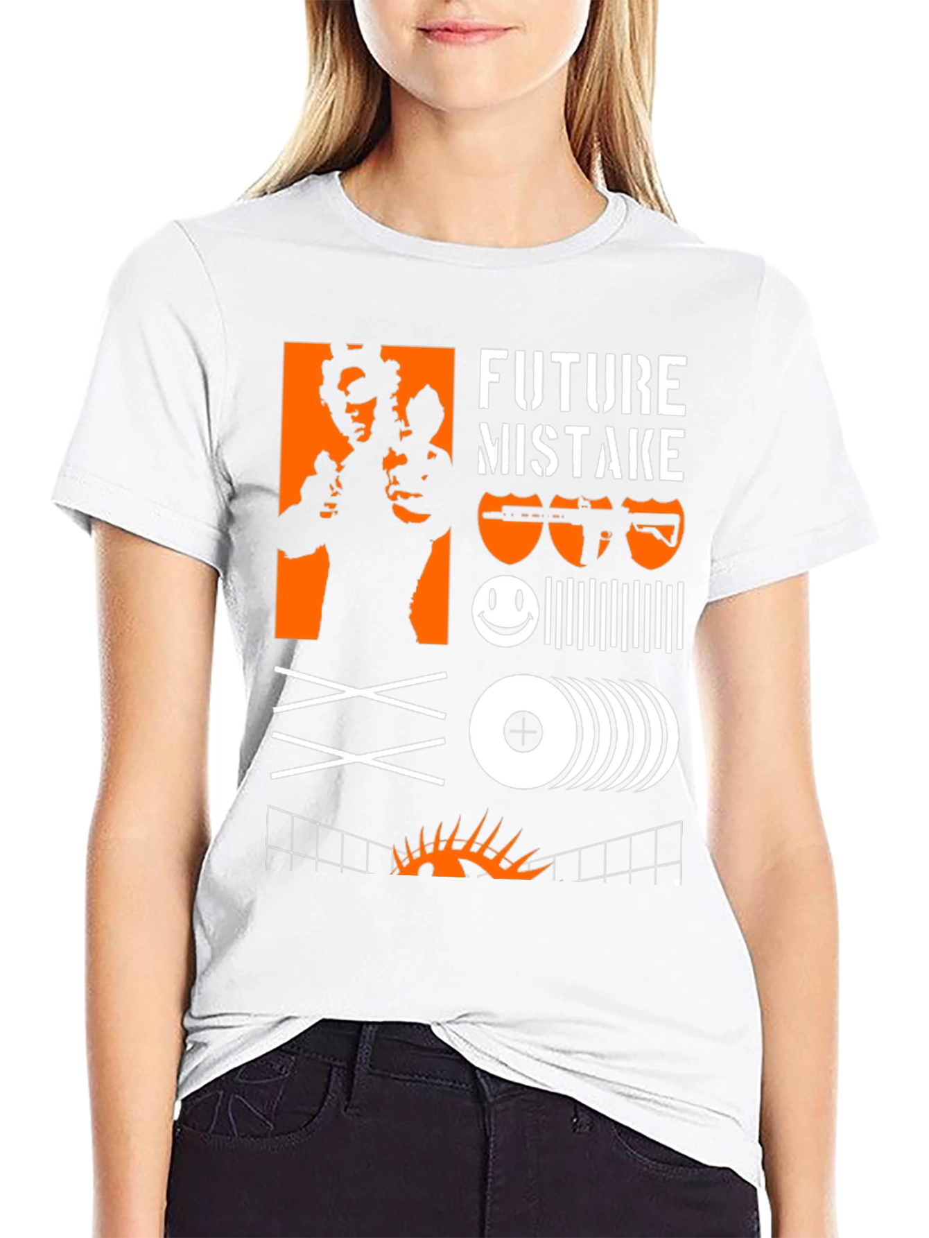 Black Edgy Graphic Tee: Future Mistake Design view 9