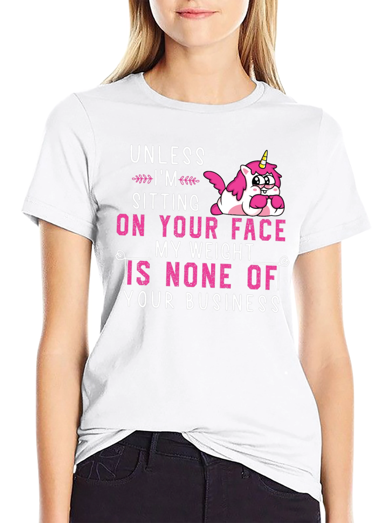 Black Unicorn Graphic T-Shirt: My Weight is None of Your Business view 9