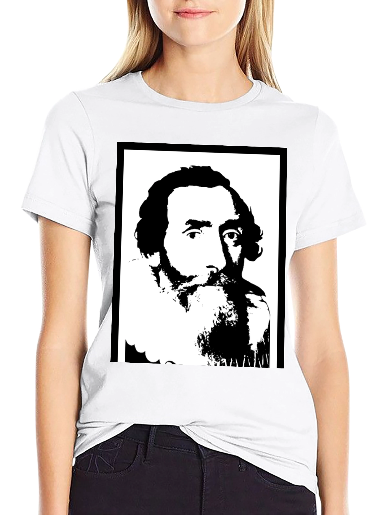 Black Vintage Portrait Graphic Black T-Shirt view 9