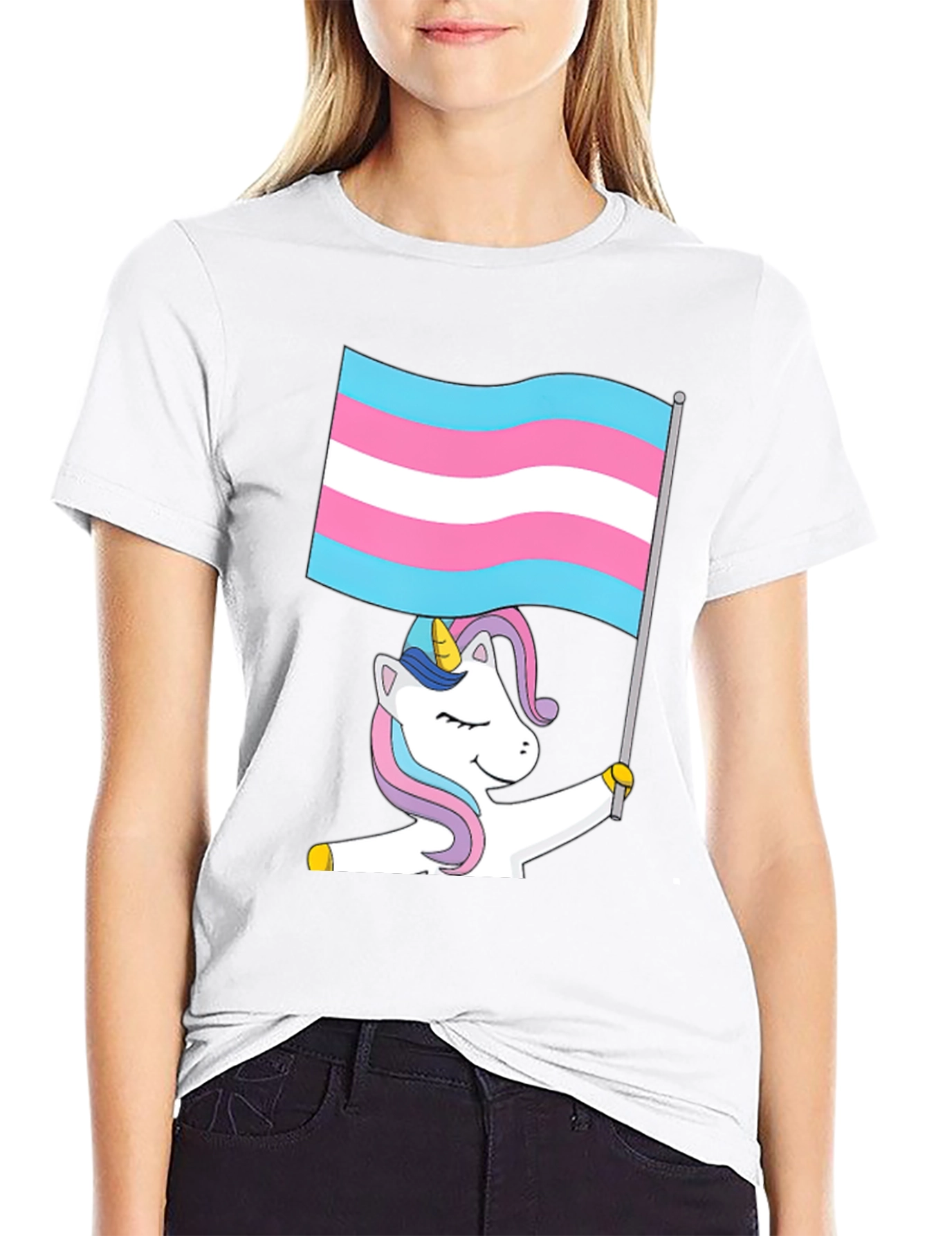 Black Transgender Unicorn Flag T-Shirt view 9