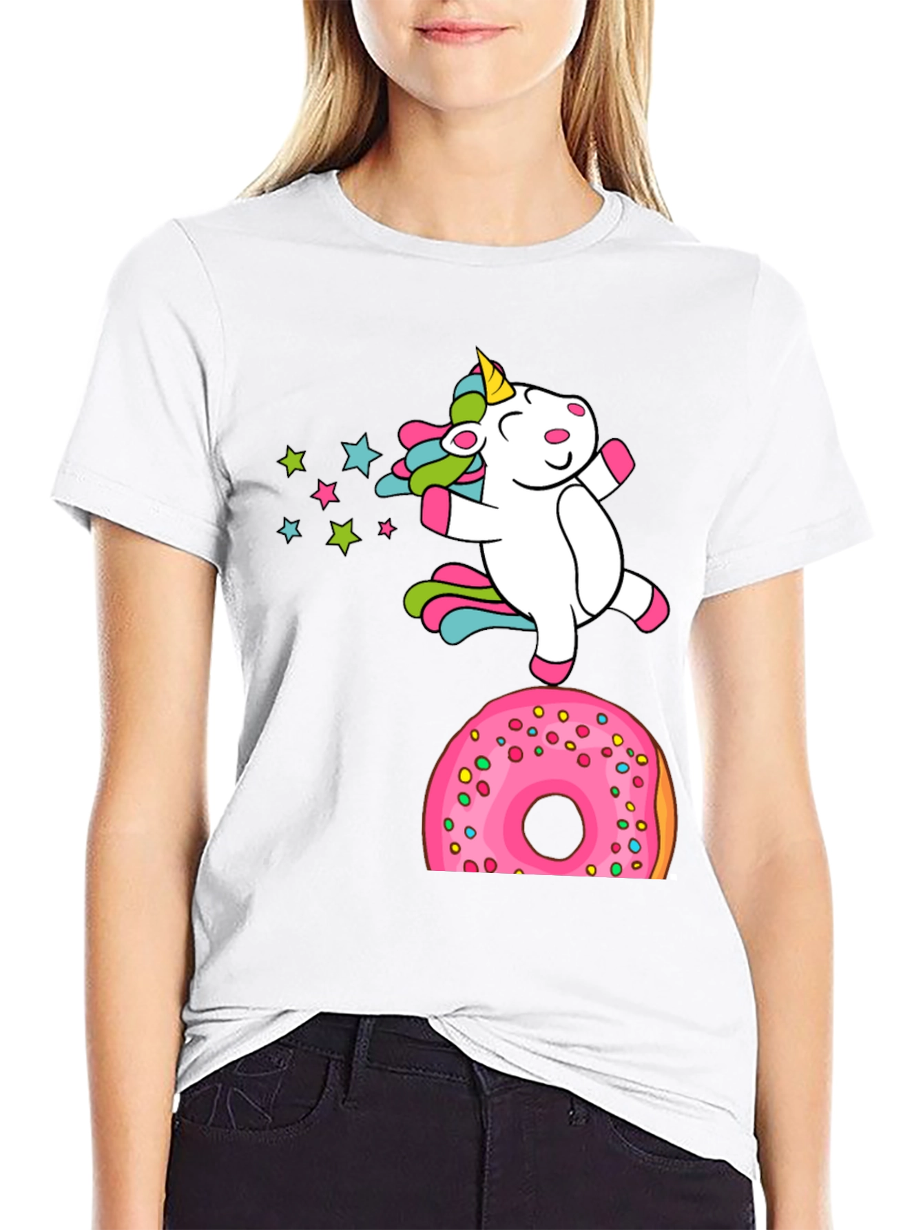 Black Unicorn Donut T-Shirt - Whimsical Graphic Tee view 9