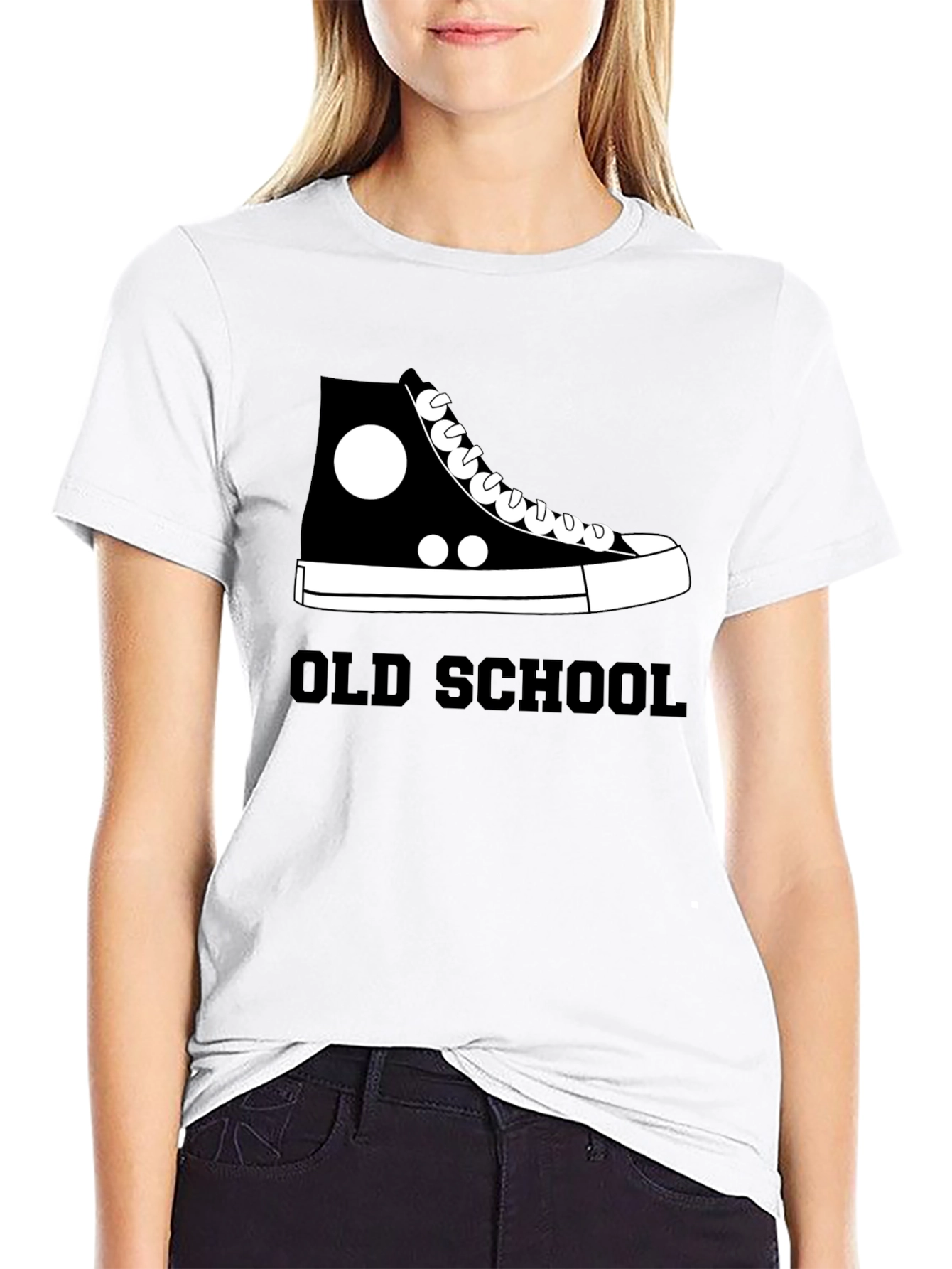 Black Old School High Top Sneaker Graphic T-Shirt view 9