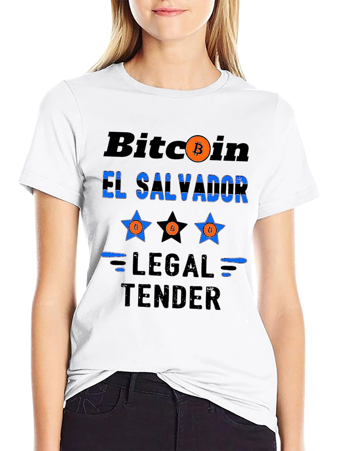 Black Bitcoin El Salvador Legal Tender Graphic T-Shirt view 9