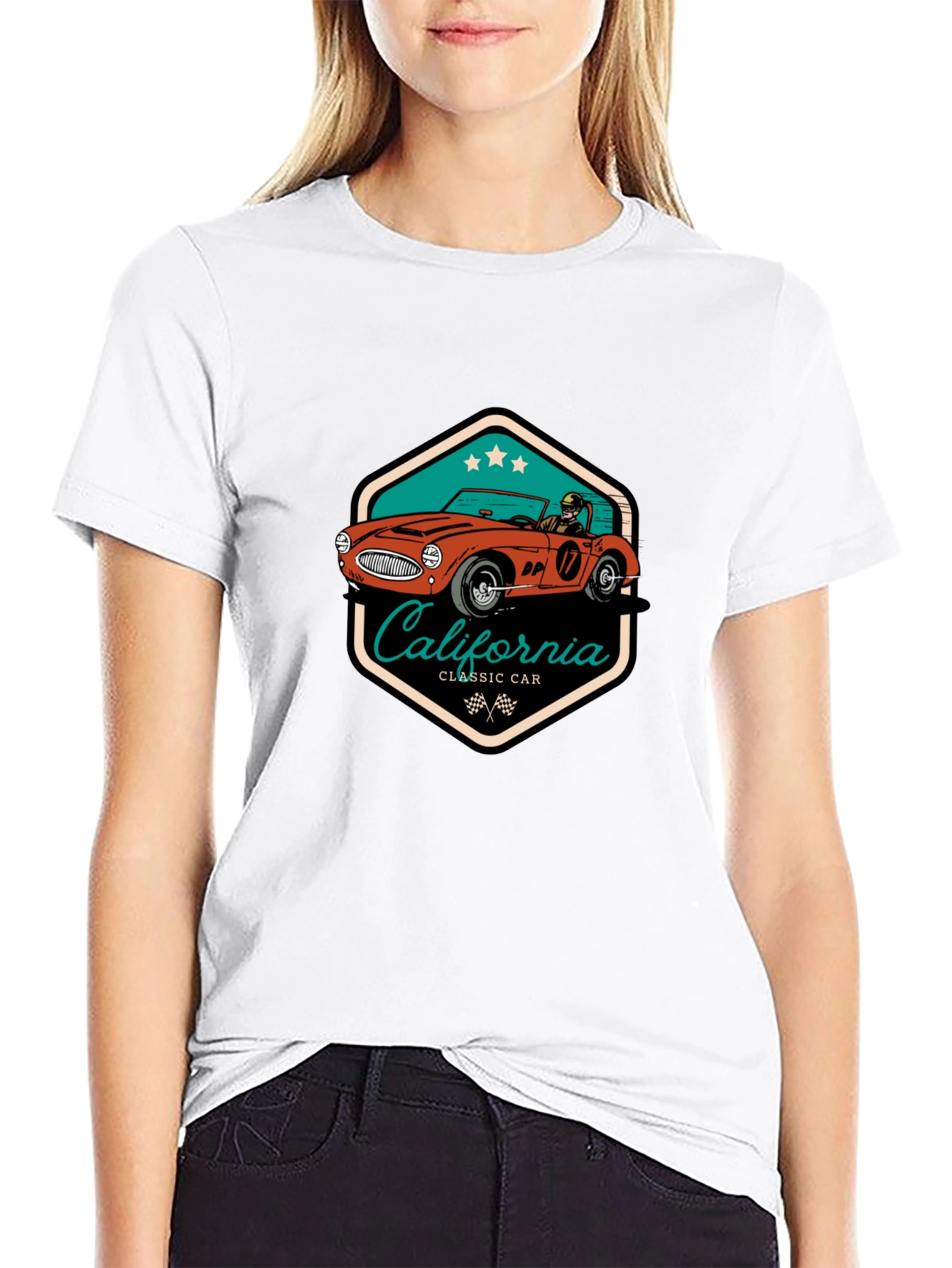 Black Classic Car California T-Shirt view 9