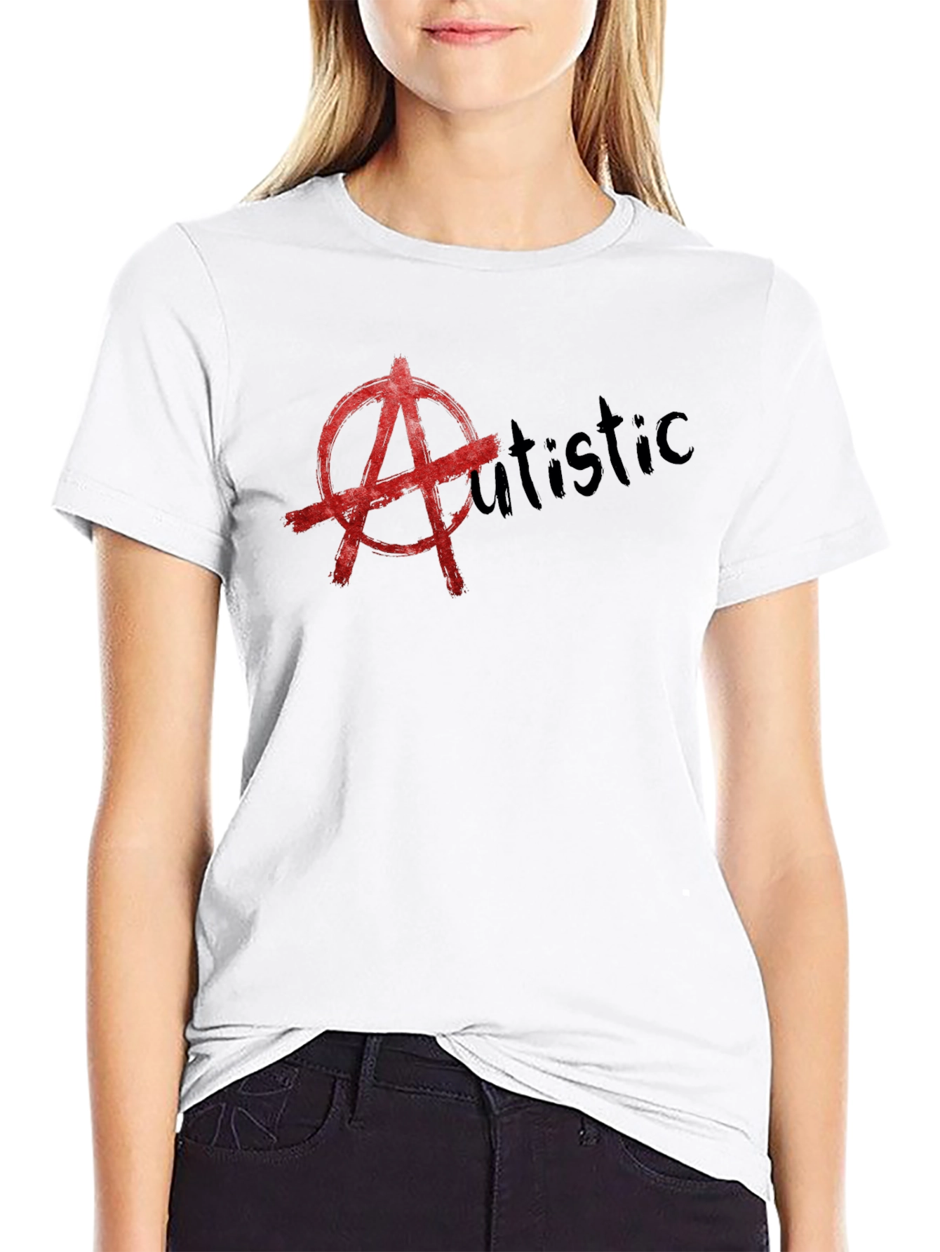 Black Anarchy Autistic T-Shirt - Black Cotton Tee view 9
