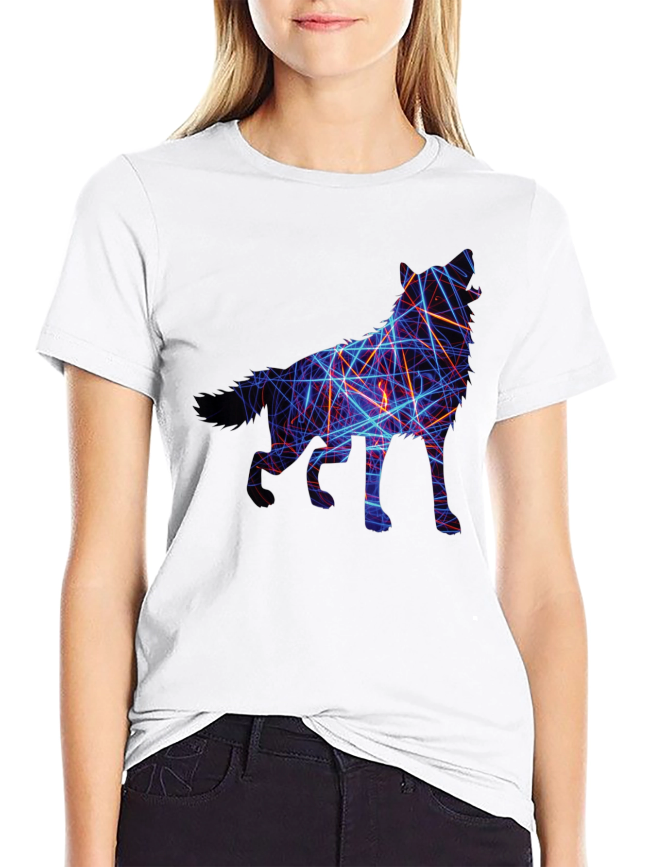 Black Abstract Wolf Graphic Tee - Black view 9