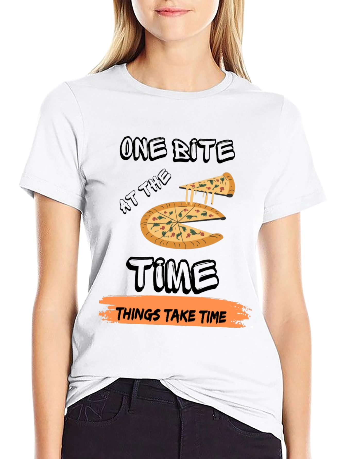 Black One Bite Pizza T-Shirt view 9