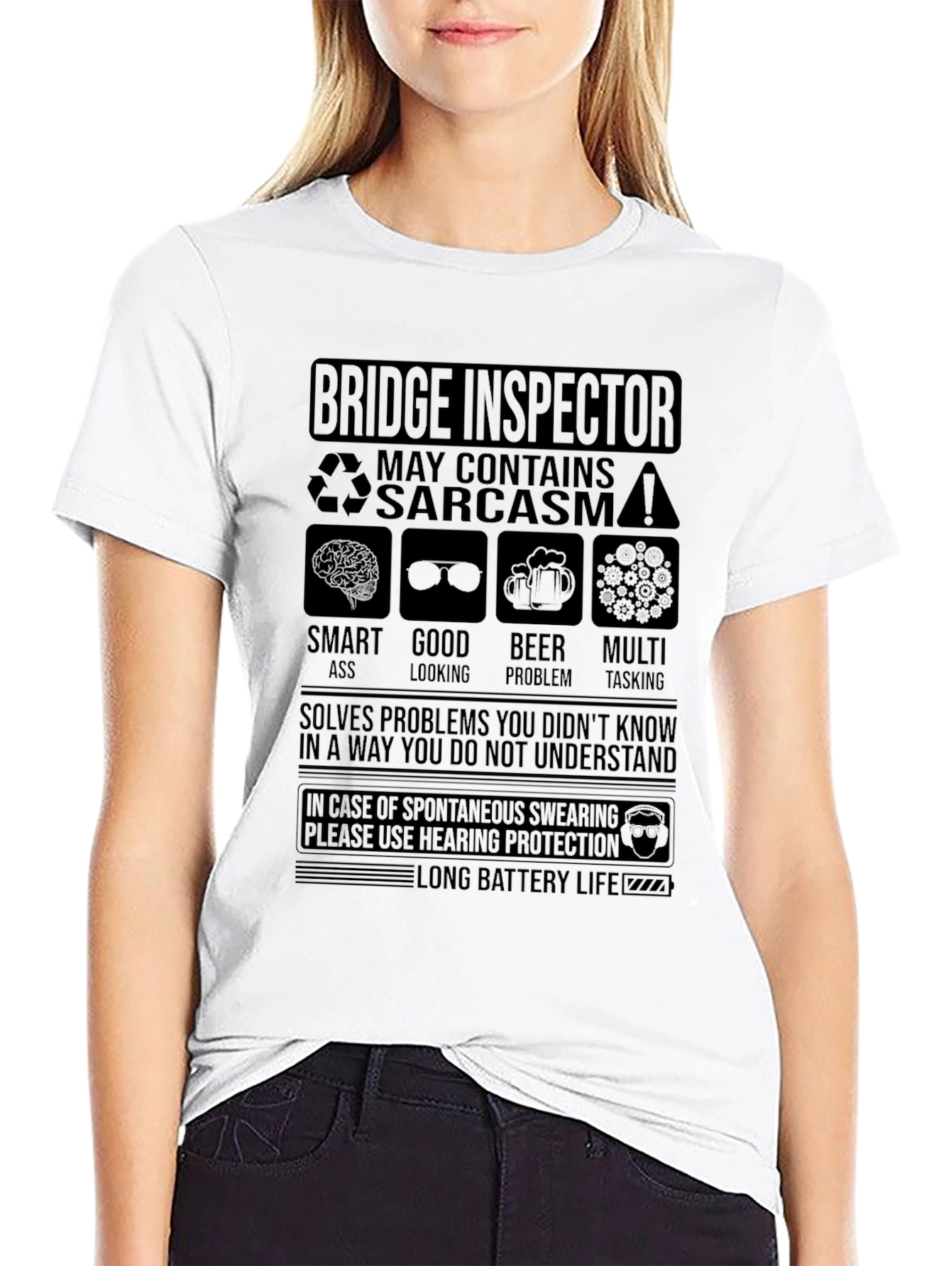 Black Bridge Inspector Sarcastic Humor T-Shirt view 9