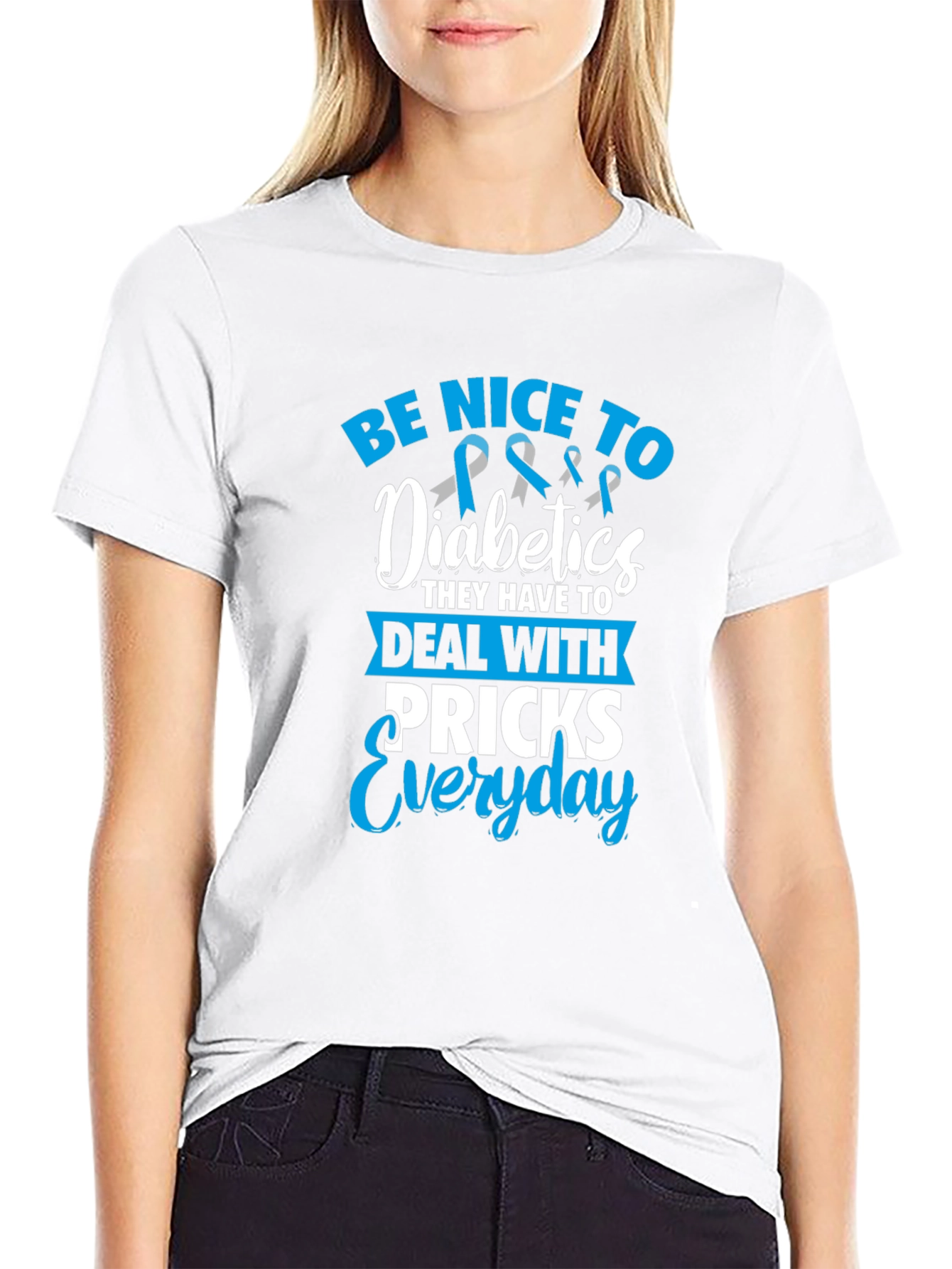 Black Be Nice To Diabetics Graphic T-Shirt view 9