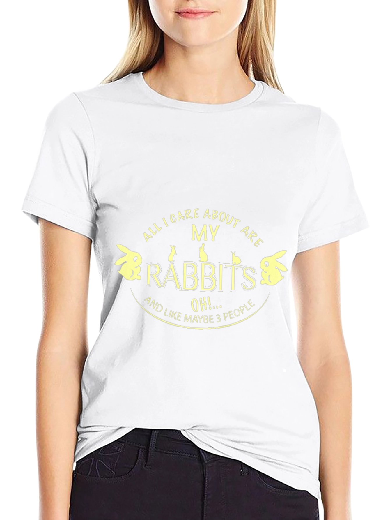 Black Rabbit Lover Graphic Tee - All I Care About Are My Rabbits T-Shirt view 9