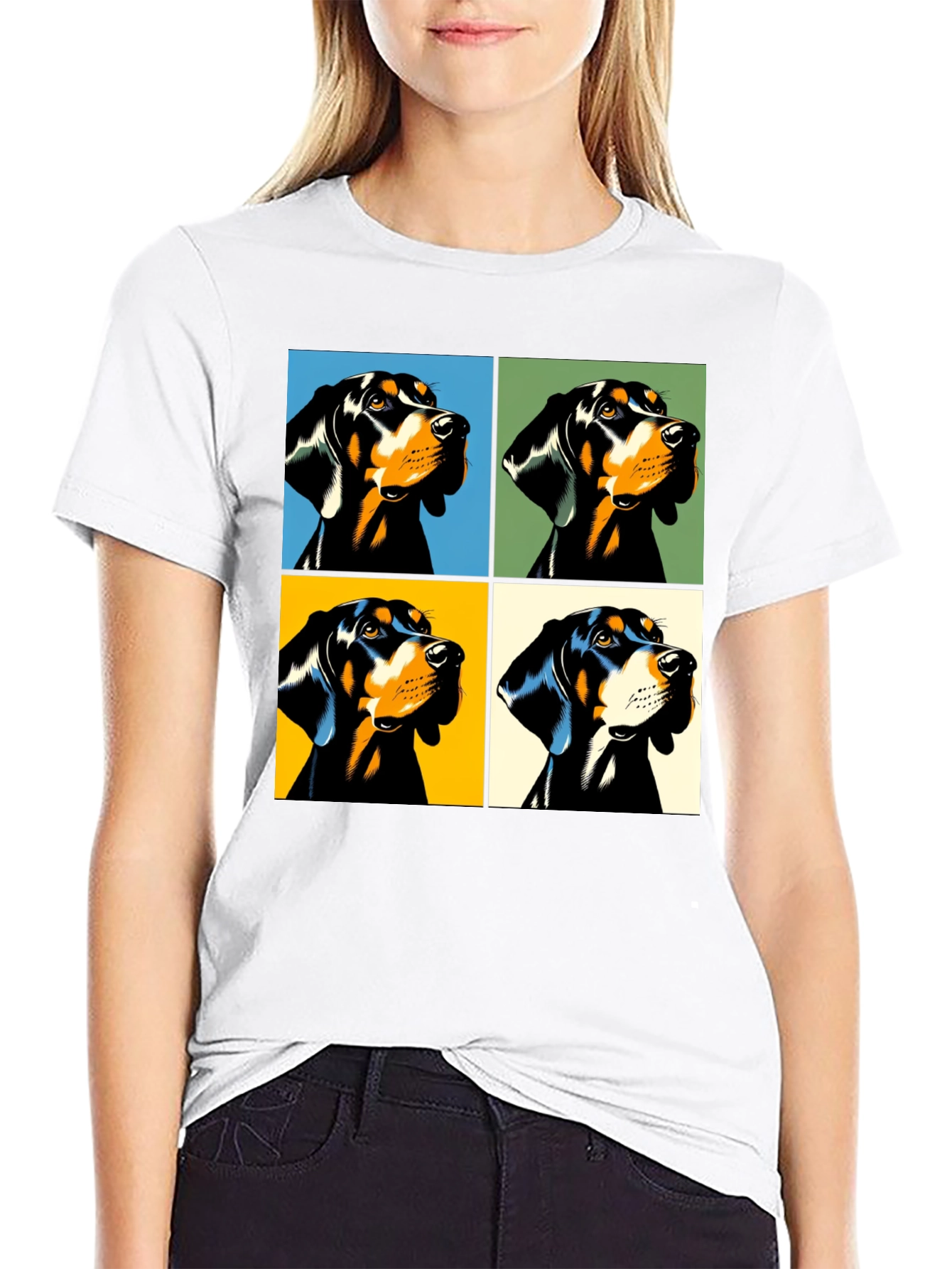 Black Pop Art Dog T-Shirt - Modern Style view 9