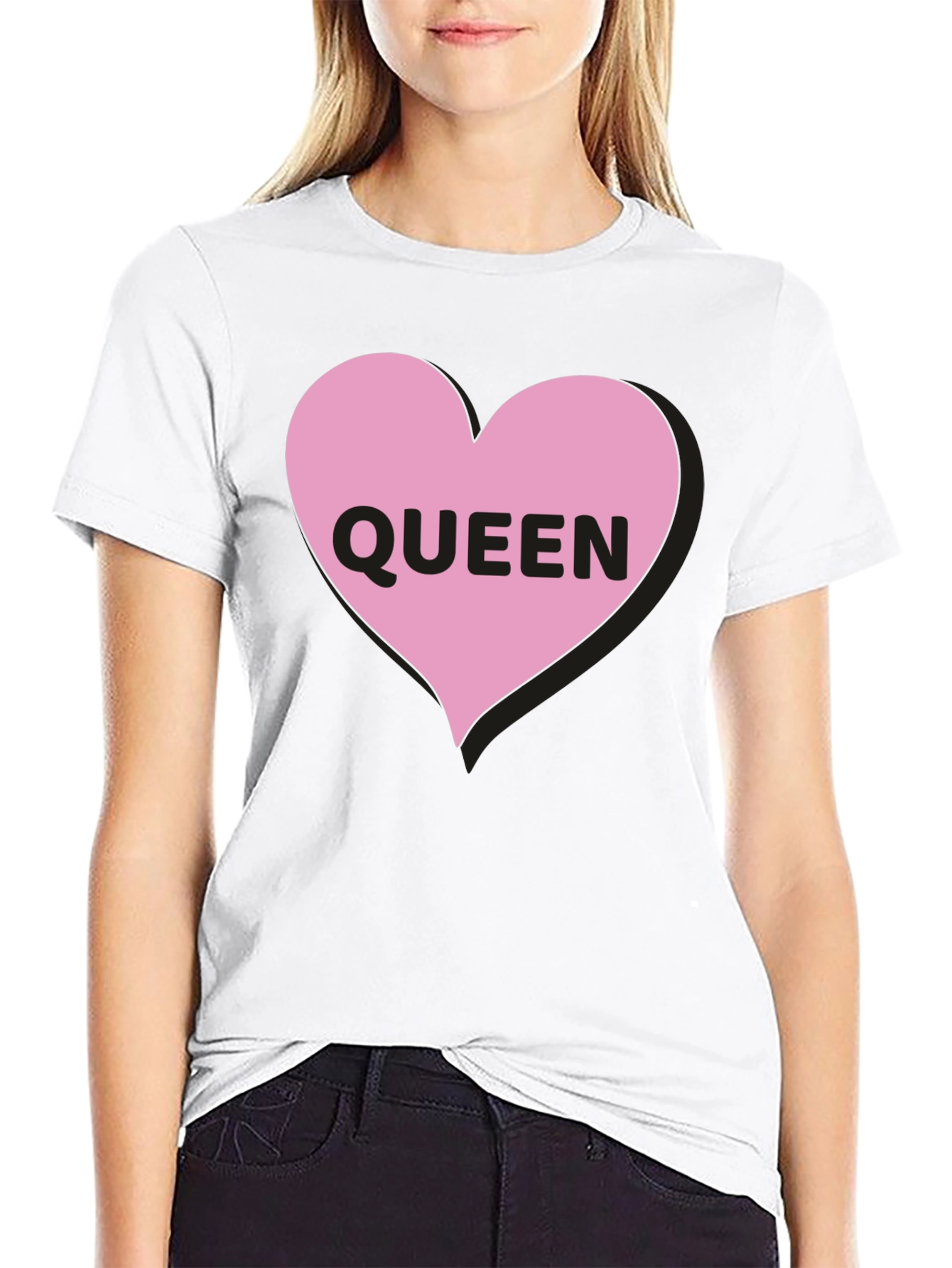 Black Queen Heart Graphic Black T-Shirt view 9