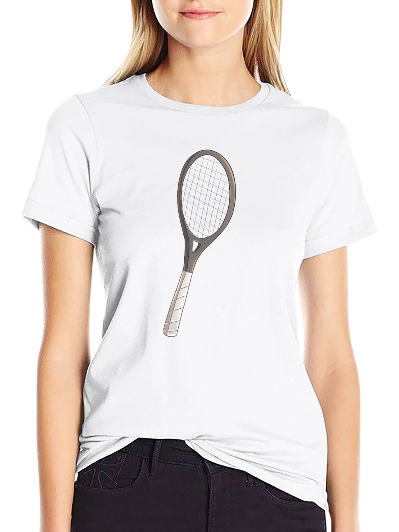 Black Tennis Racket Graphic Tee - Black Cotton view 9