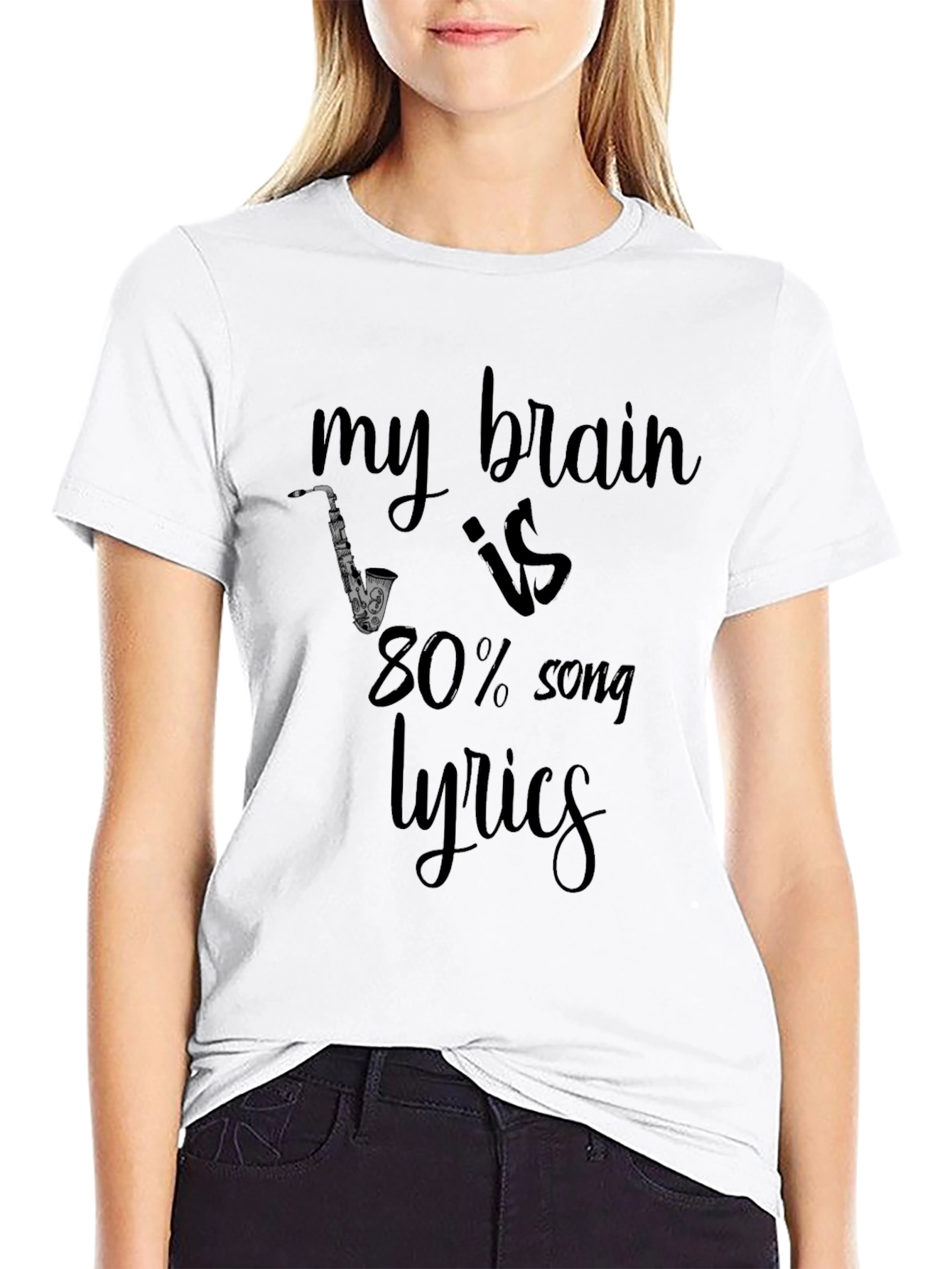 Black My Brain Is 80% Song Lyrics Black T-Shirt view 9