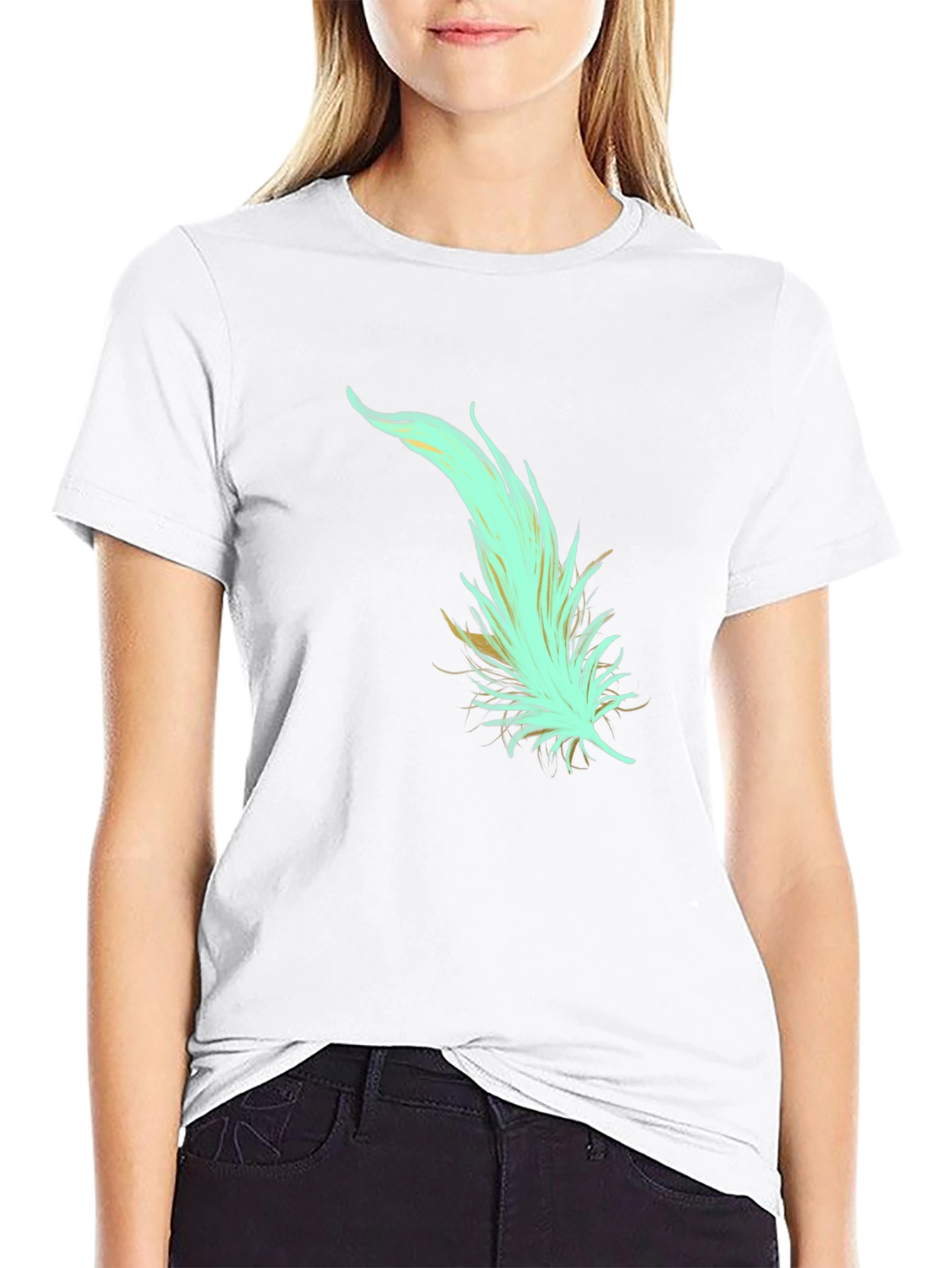 Black Feather Graphic Tee - Soft Cotton Blend, Stylish Design view 9