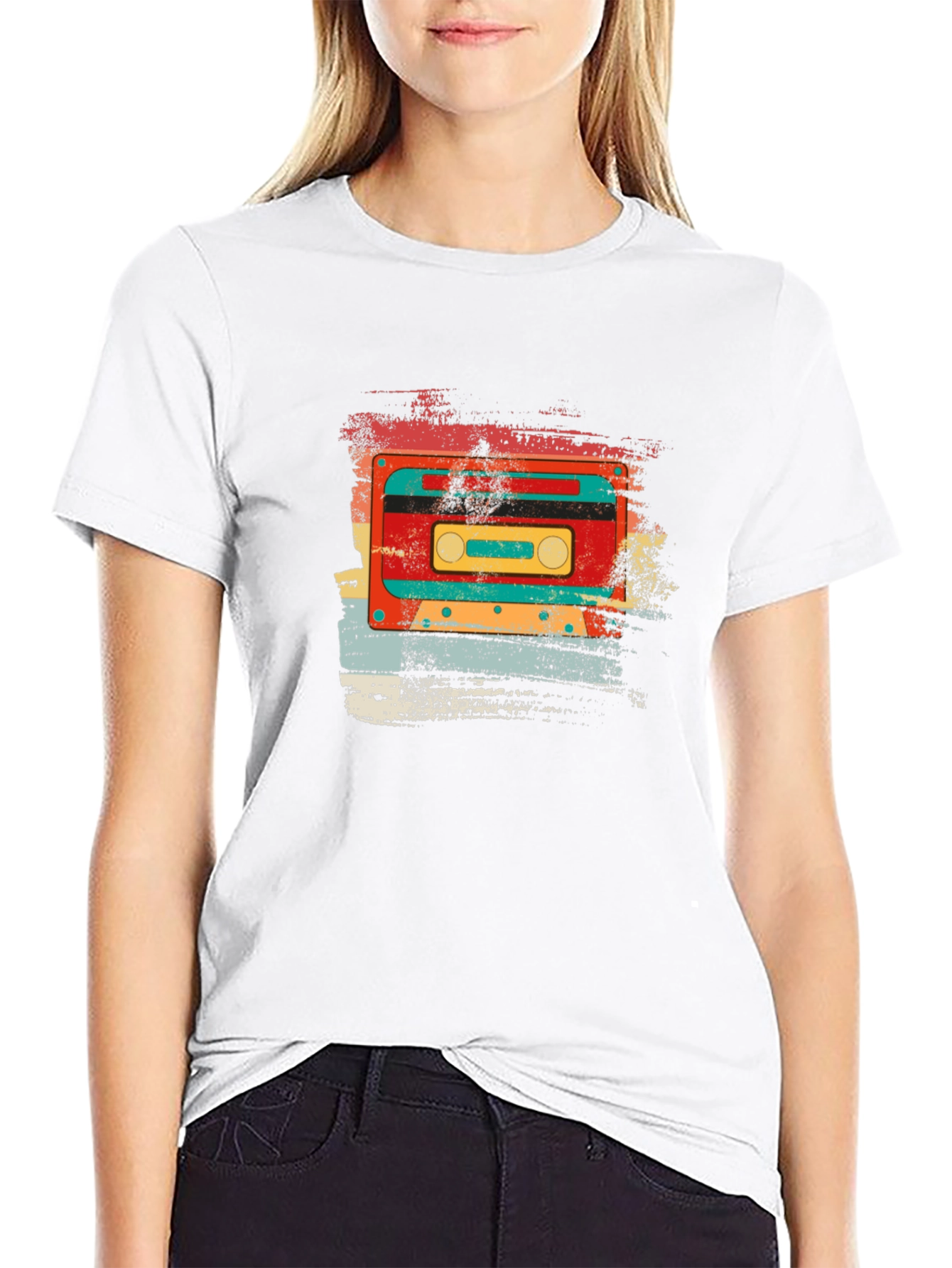 Black Retro Cassette Tape Graphic T-Shirt - Vintage Style Black Tee view 9