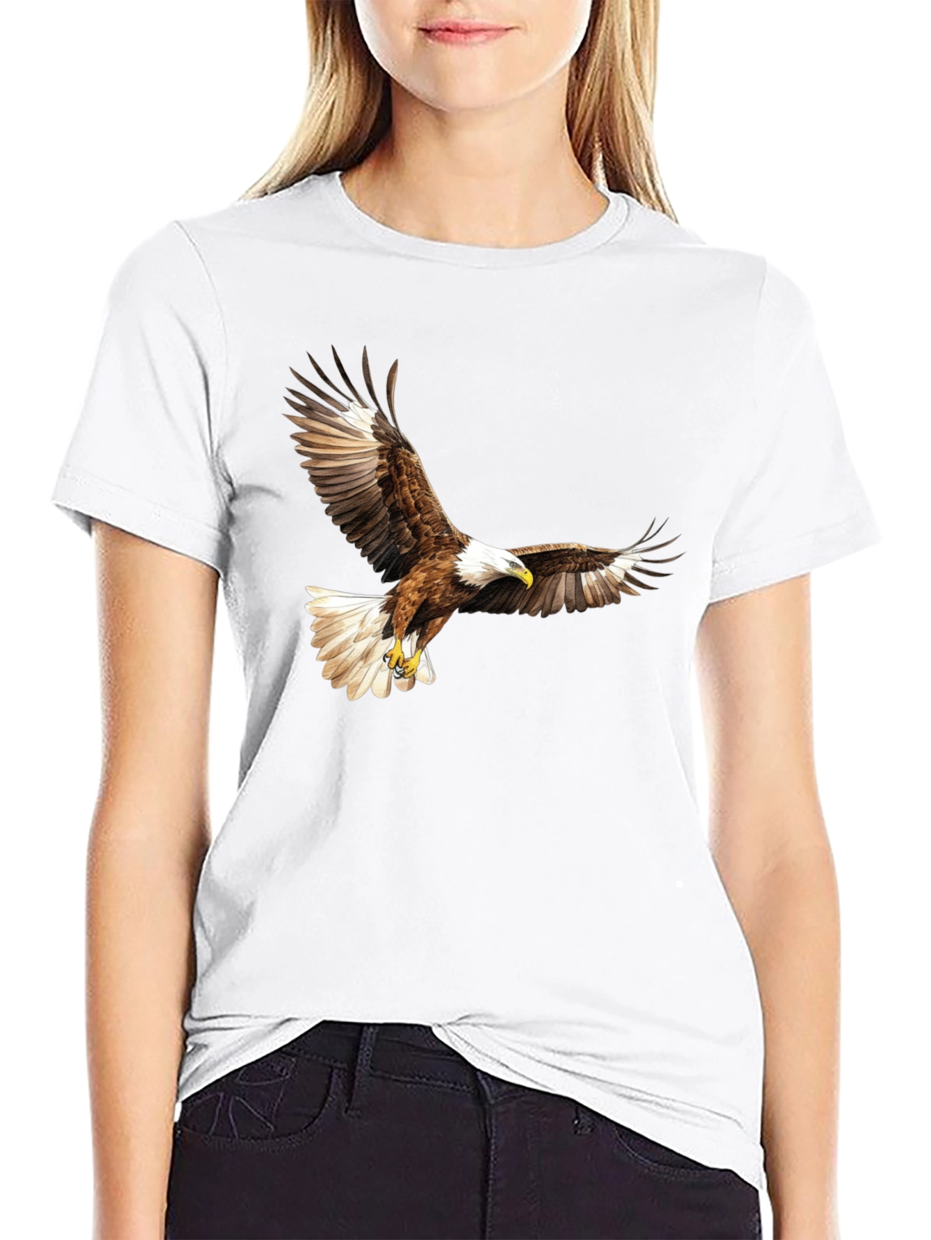 Black Black Eagle Print Graphic Tee view 9